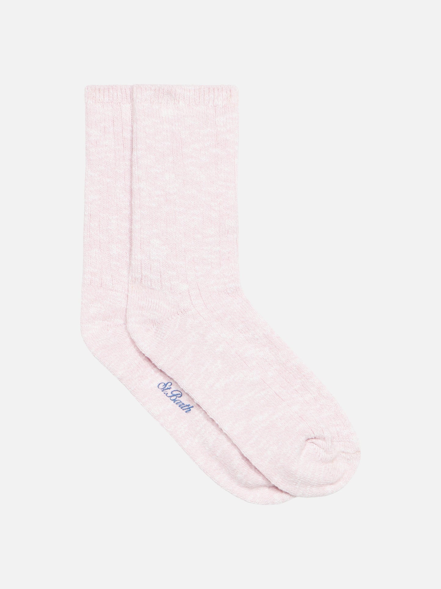 Gerippte Damensocken in rosa Melange-Optik