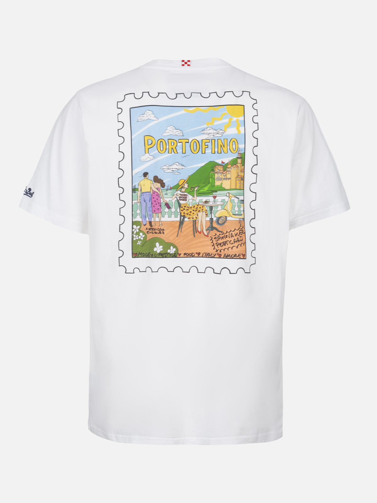 T-shirt Man in cotone con stampa cartolina Portofino | ALESSANDRO ENRIQUEZ SPECIAL EDITION