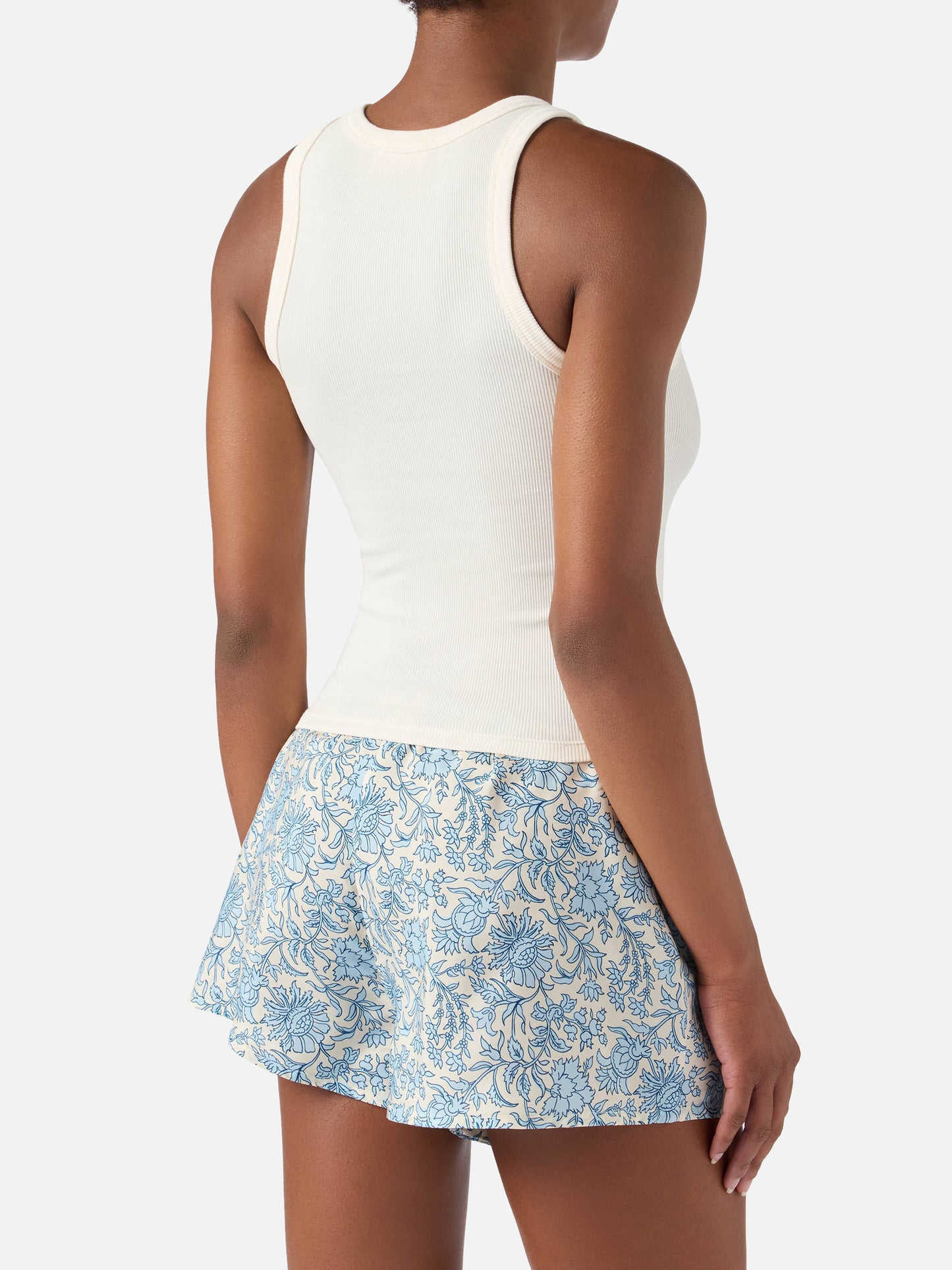 White ribbed Ada tank top with embroidery