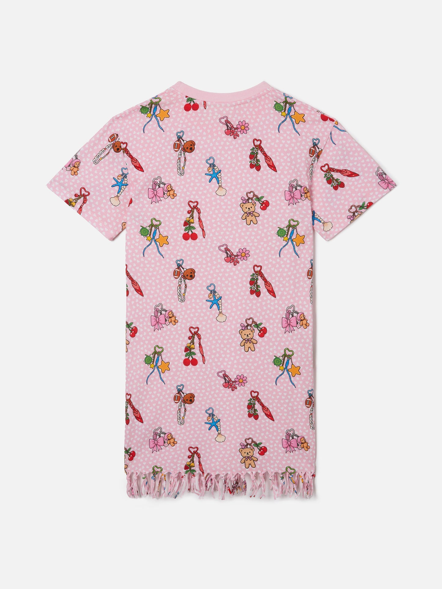 Abito Abbey in cotone organico con stampa cuori e charms all-over