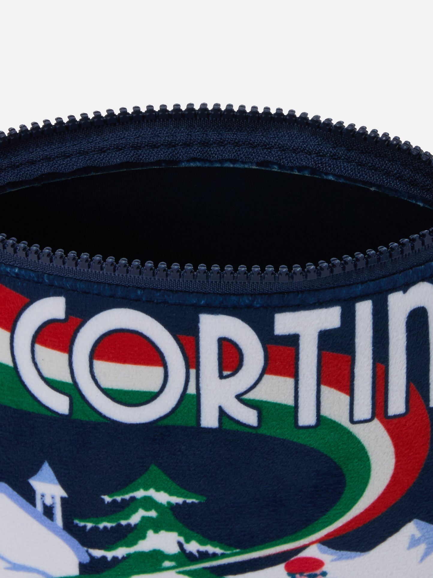 Pochette Aline en tissu effet laine avec imprimé skieurs Cortina