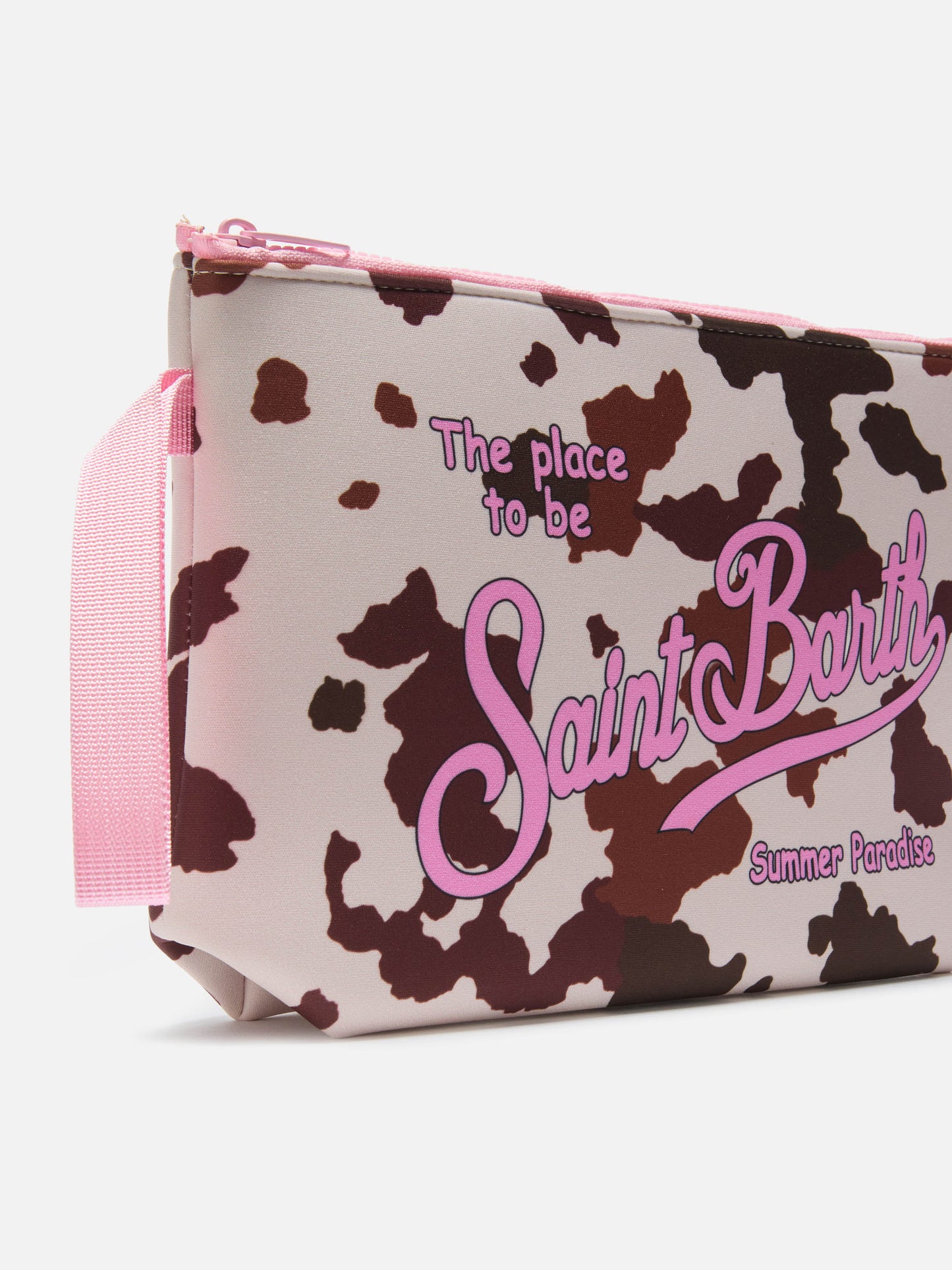 Pochette scuba Aline con estampado de vaca