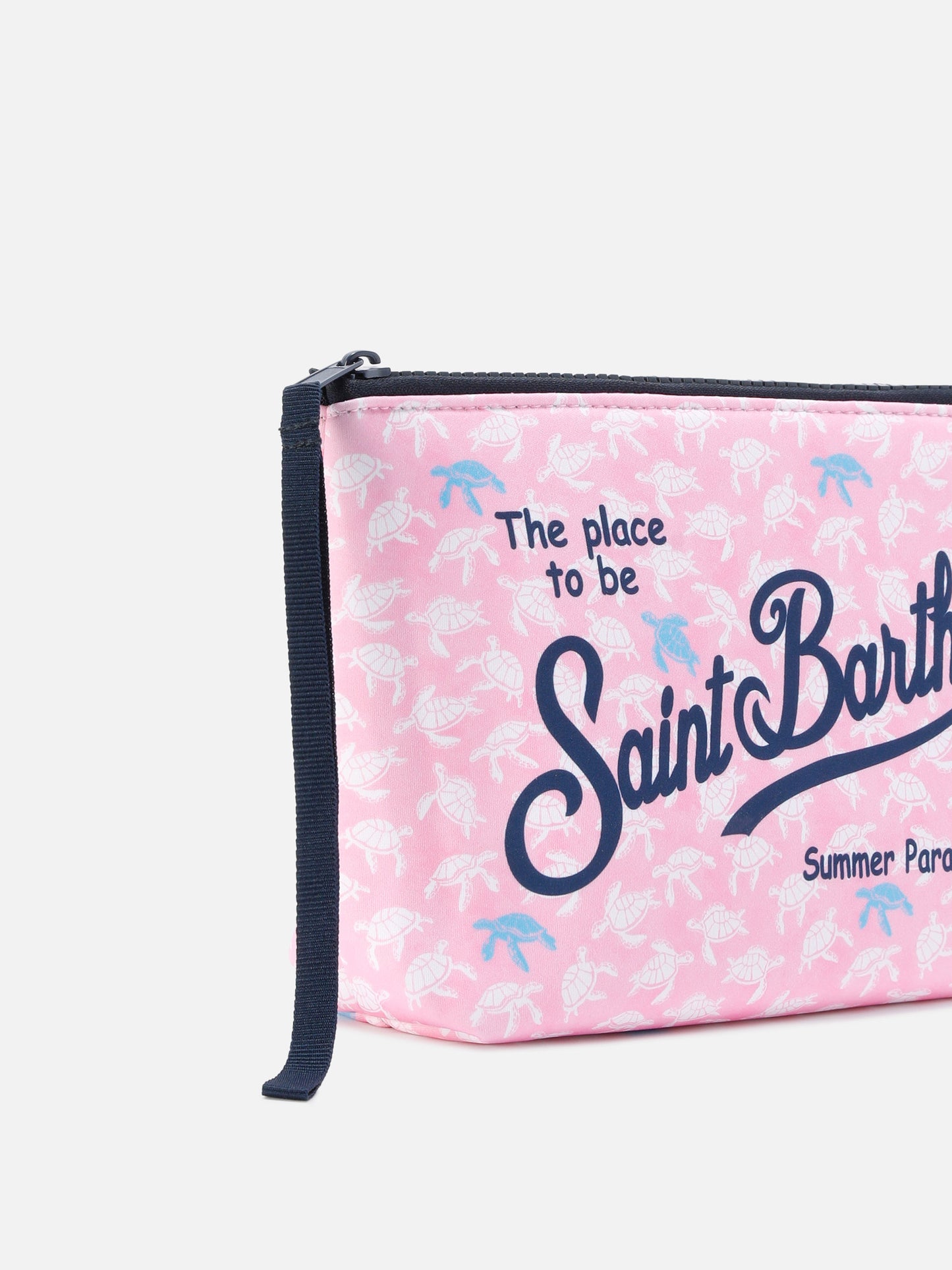 Pochette Aline de scuba en rosa con estampado de tortuga en contraste