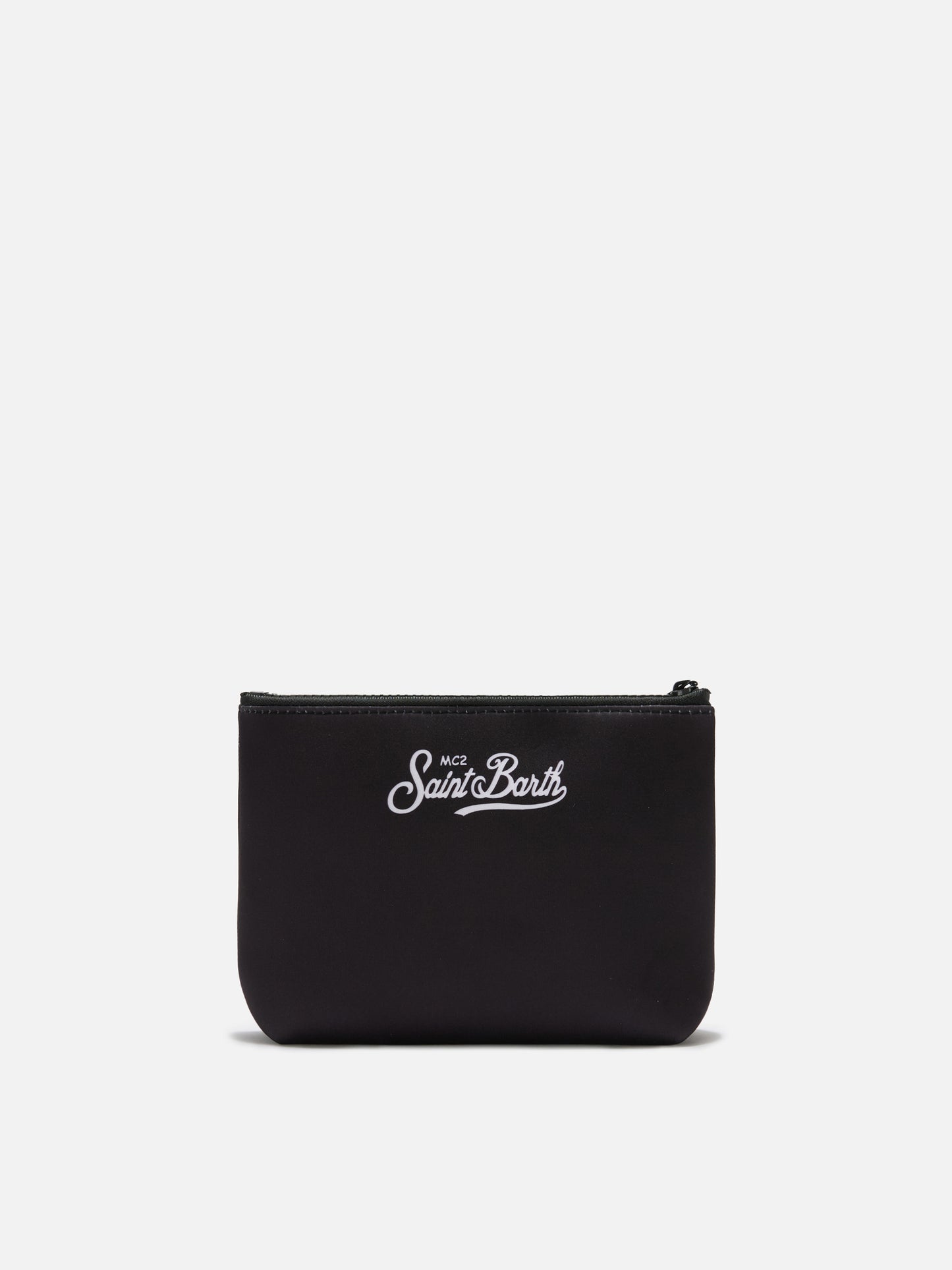 Pochette Aline de scuba negra con estampado de la receta Negroni