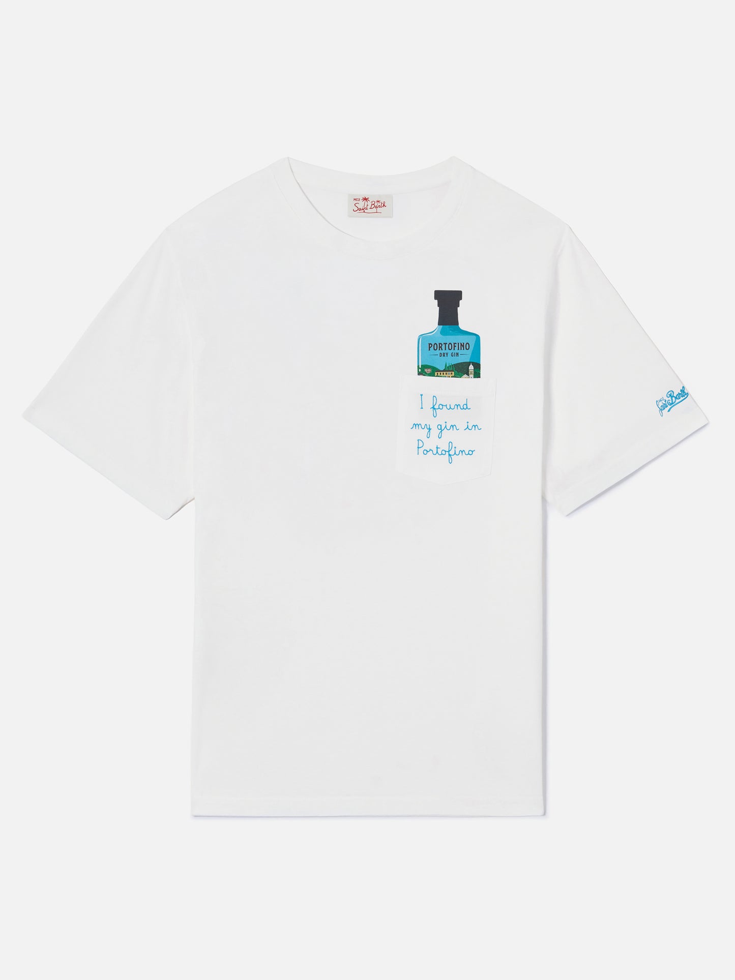 White Austin t-shirt with Portofino Dry Gin embroidery | PORTOFINO GIN SPECIAL EDITION