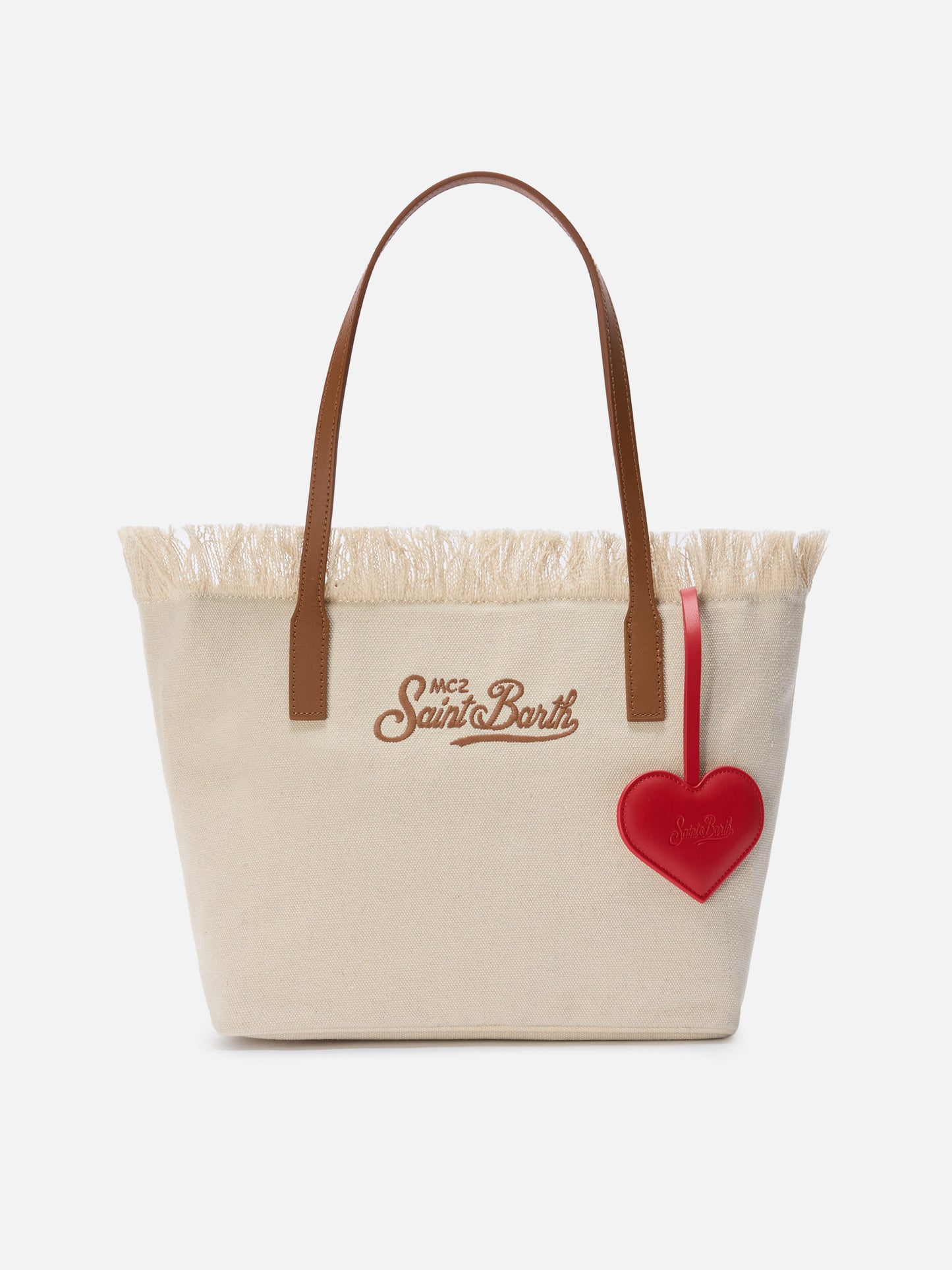 Charm para bolso de piel lisa con forma de corazón y logotipo en relieve