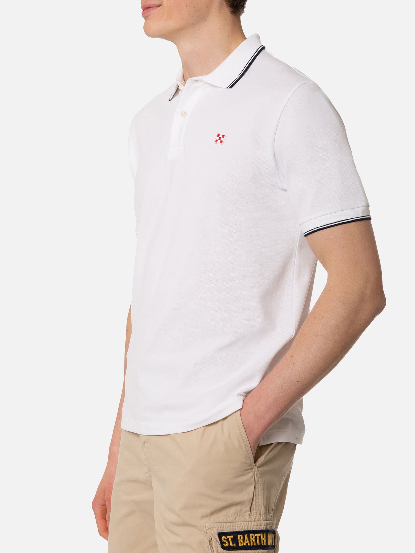 Weißes Piquet-Polo mit St. Barth-Logo