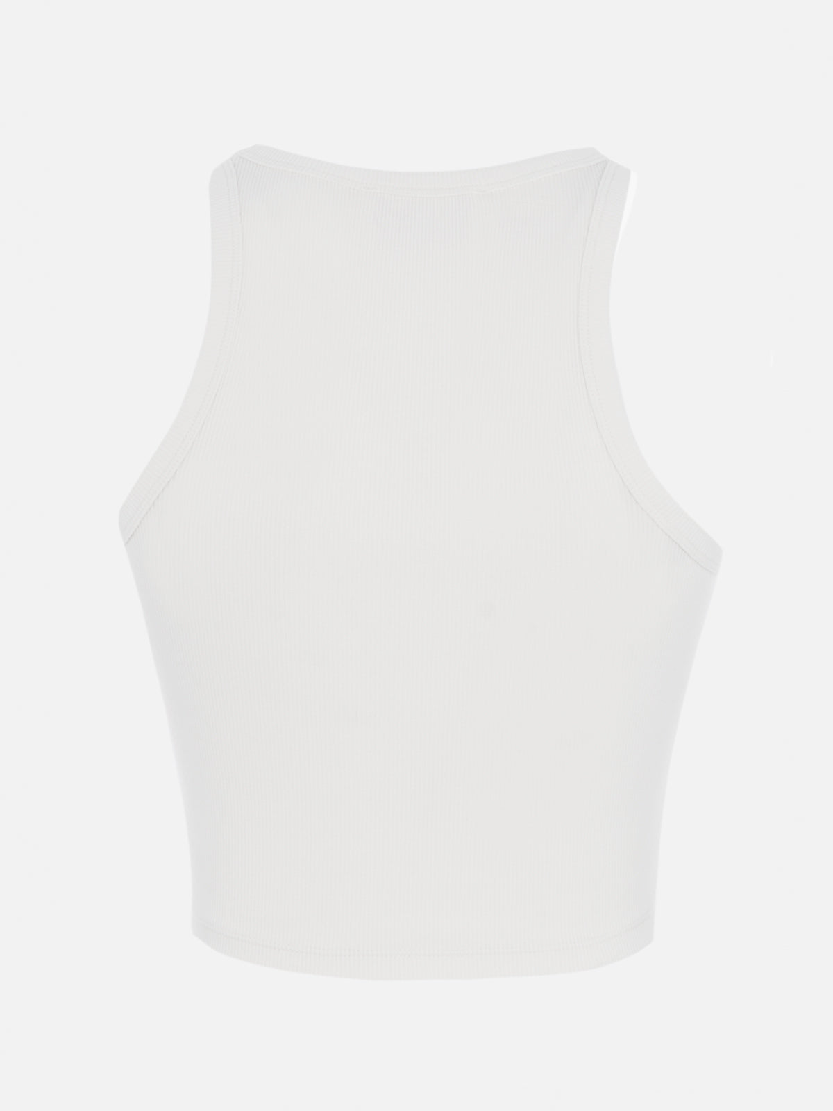 Woman rib-knit cotton crop tank with Saint Barth Beach Club embroidery - MC2 Saint Barth