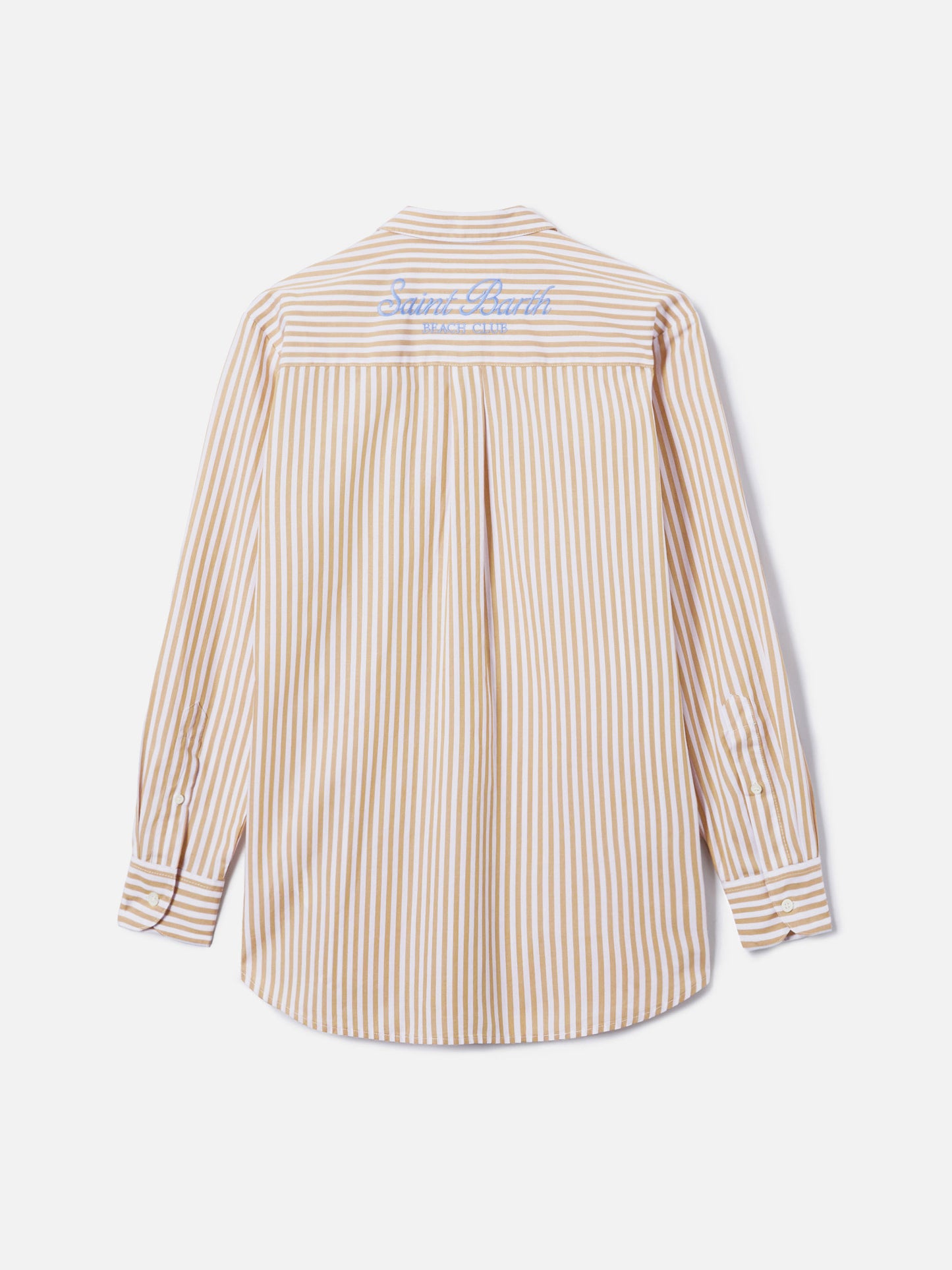 Chemise Brigitte en coton à rayures beiges avec broderie Sport Club