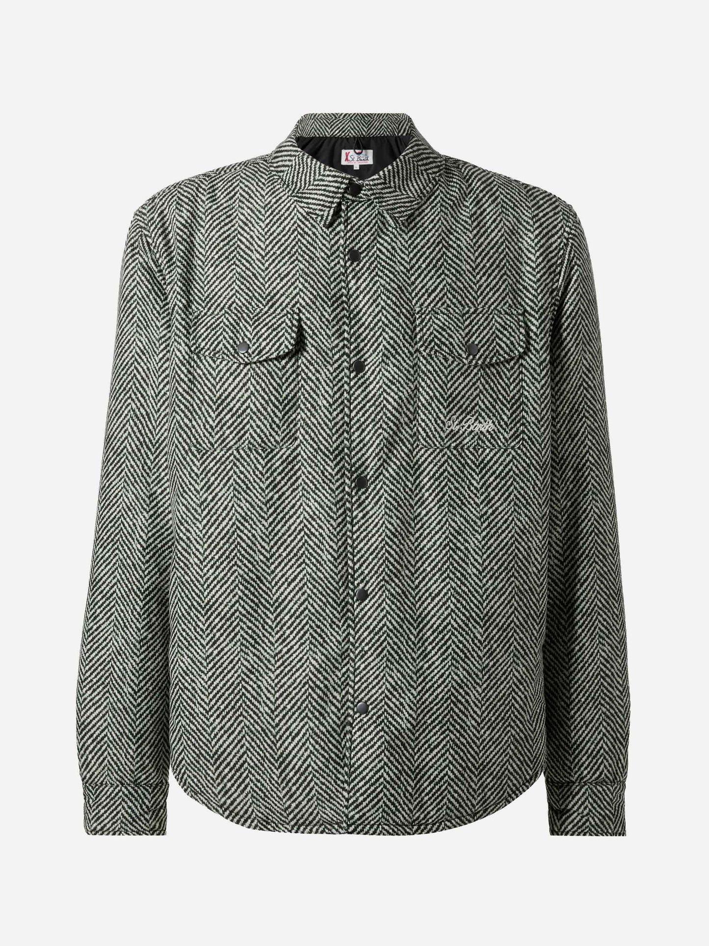 Sobrecamisa Chalet de tejido técnico con estampado de espiga
