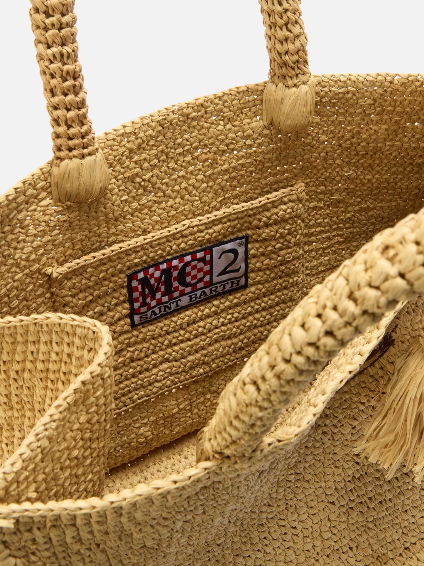 Colette raffia bag with side fringes