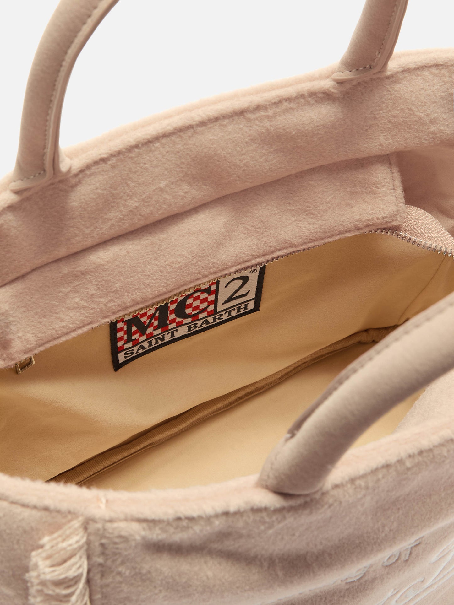 Colette Filzhandtasche aus beigem Wollmischgewebe