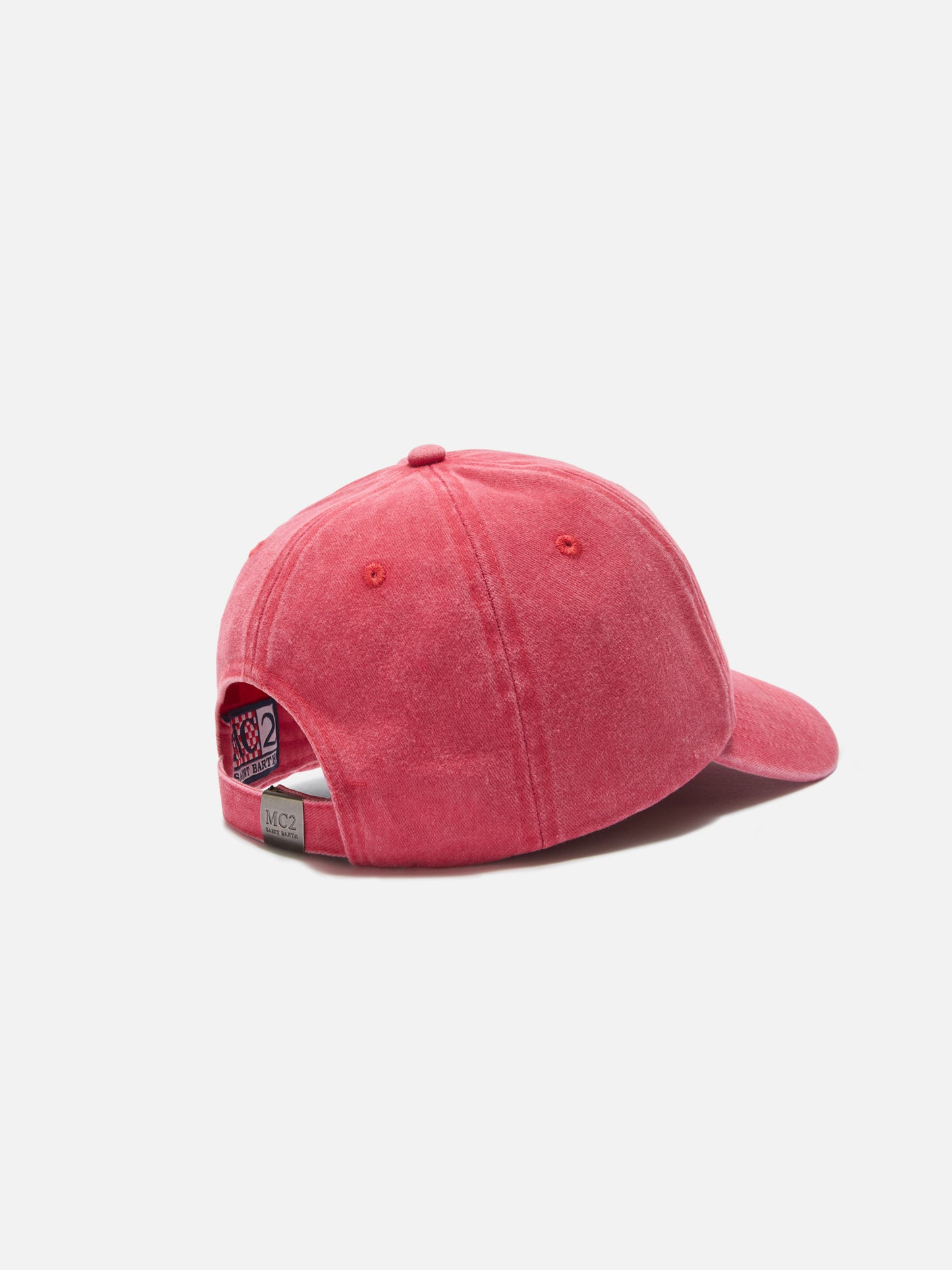 Casquette de baseball Davis en coton rouge foncé avec logo brodé