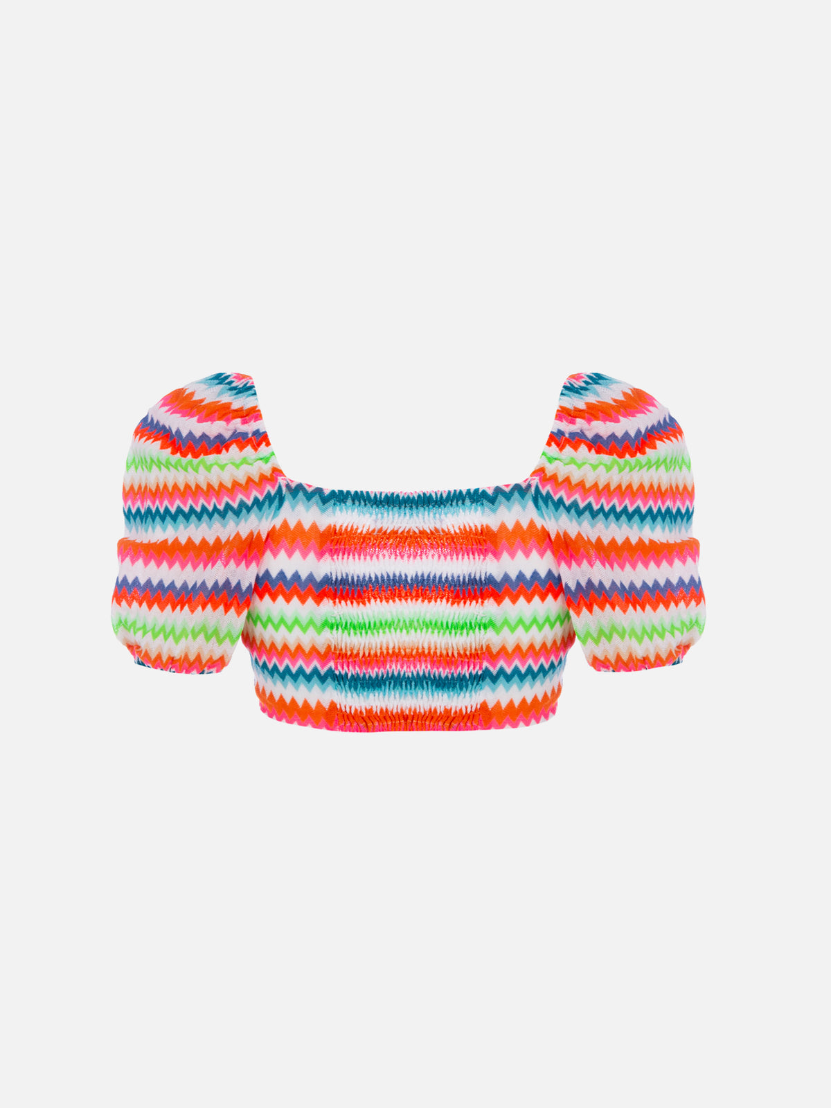 Delia Fluo Chevron Raschel Cropped Top