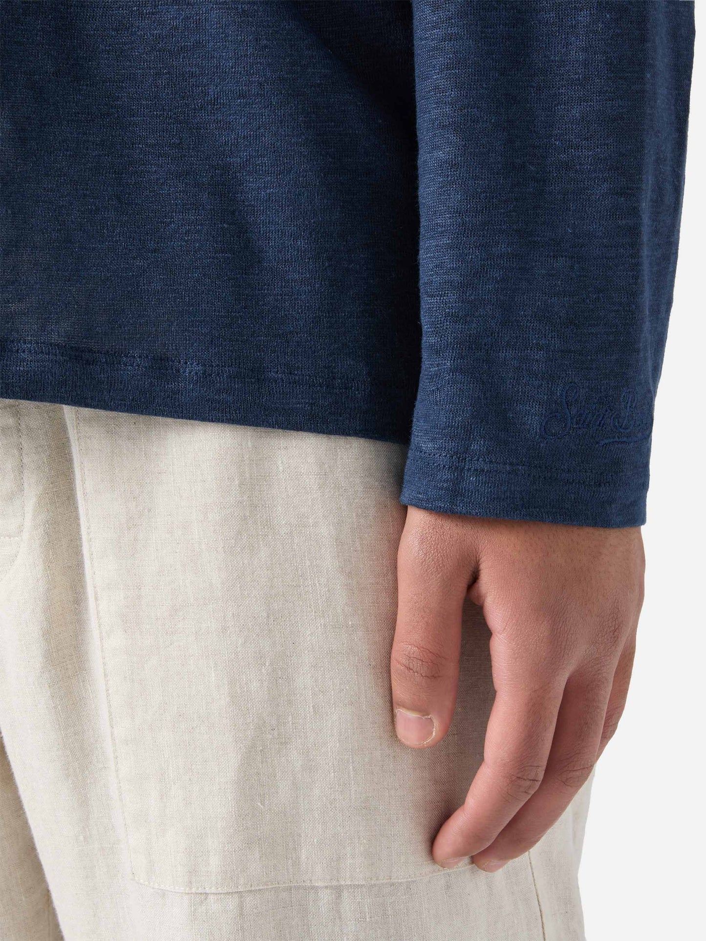 T-shirt Ecstasea in lino blu navy tinta unita