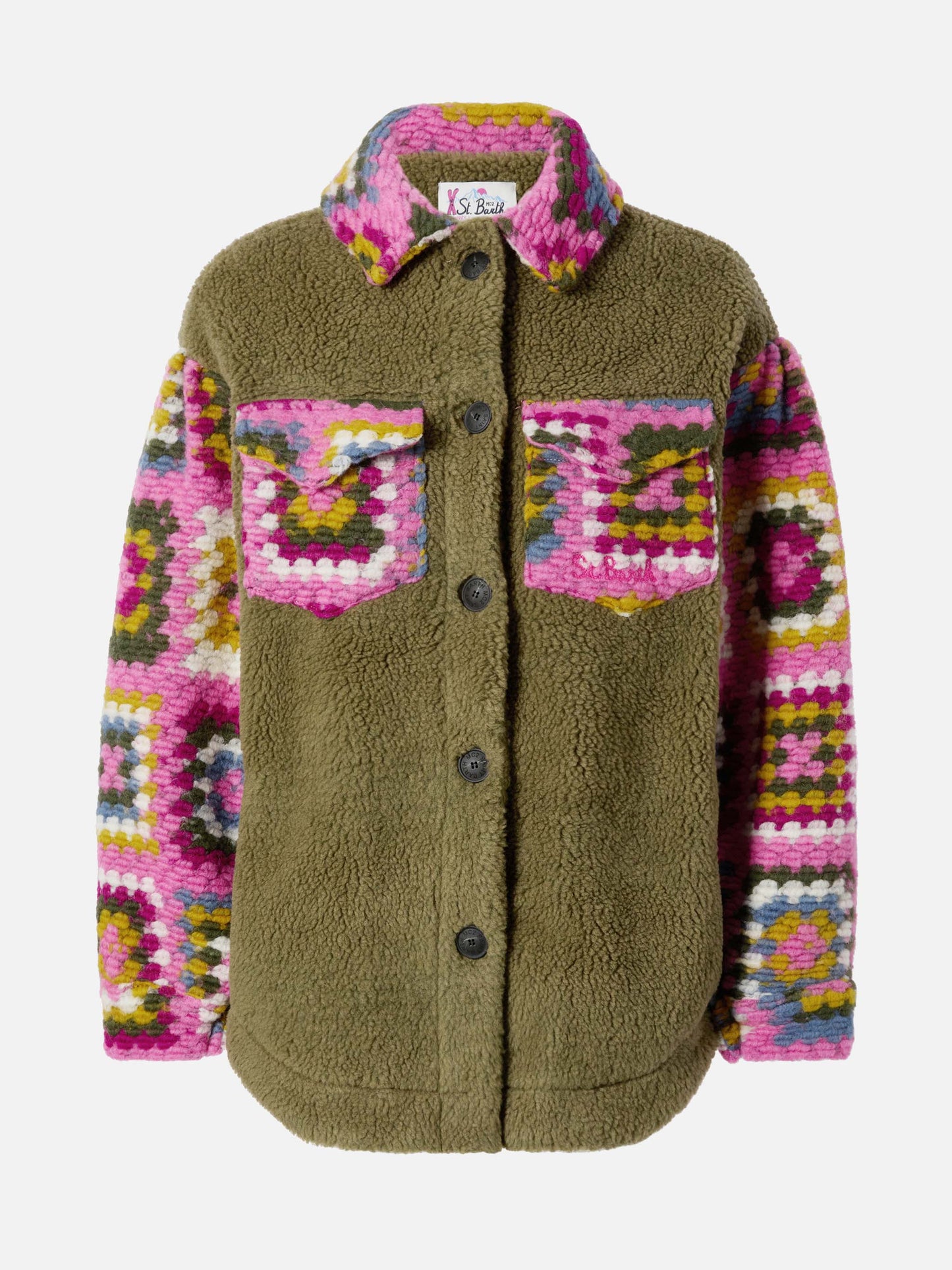Surchemise Elys vert militaire avec détails au crochet