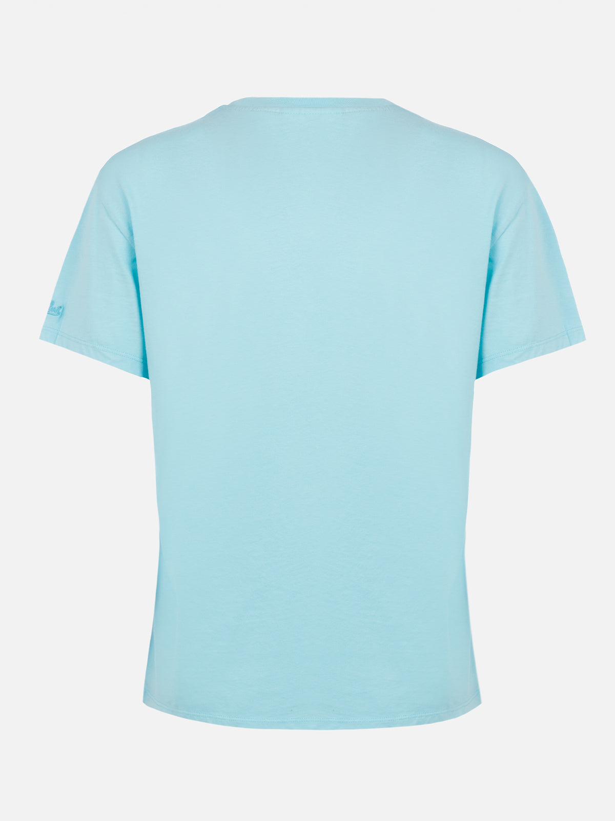 Woman cotton jersey crewneck t-shirt Emilie Joanna Luise patch pocket | MADE WITH LIBERTY FABRIC - MC2 Saint Barth