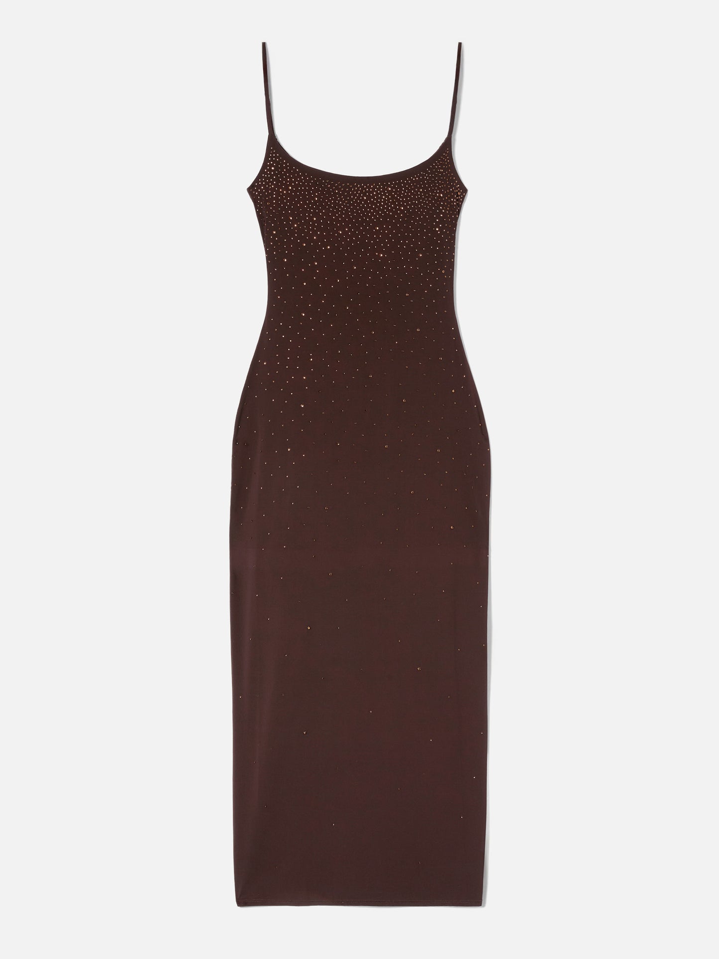 Vestido largo Evy en marrón con strass de efecto degradé