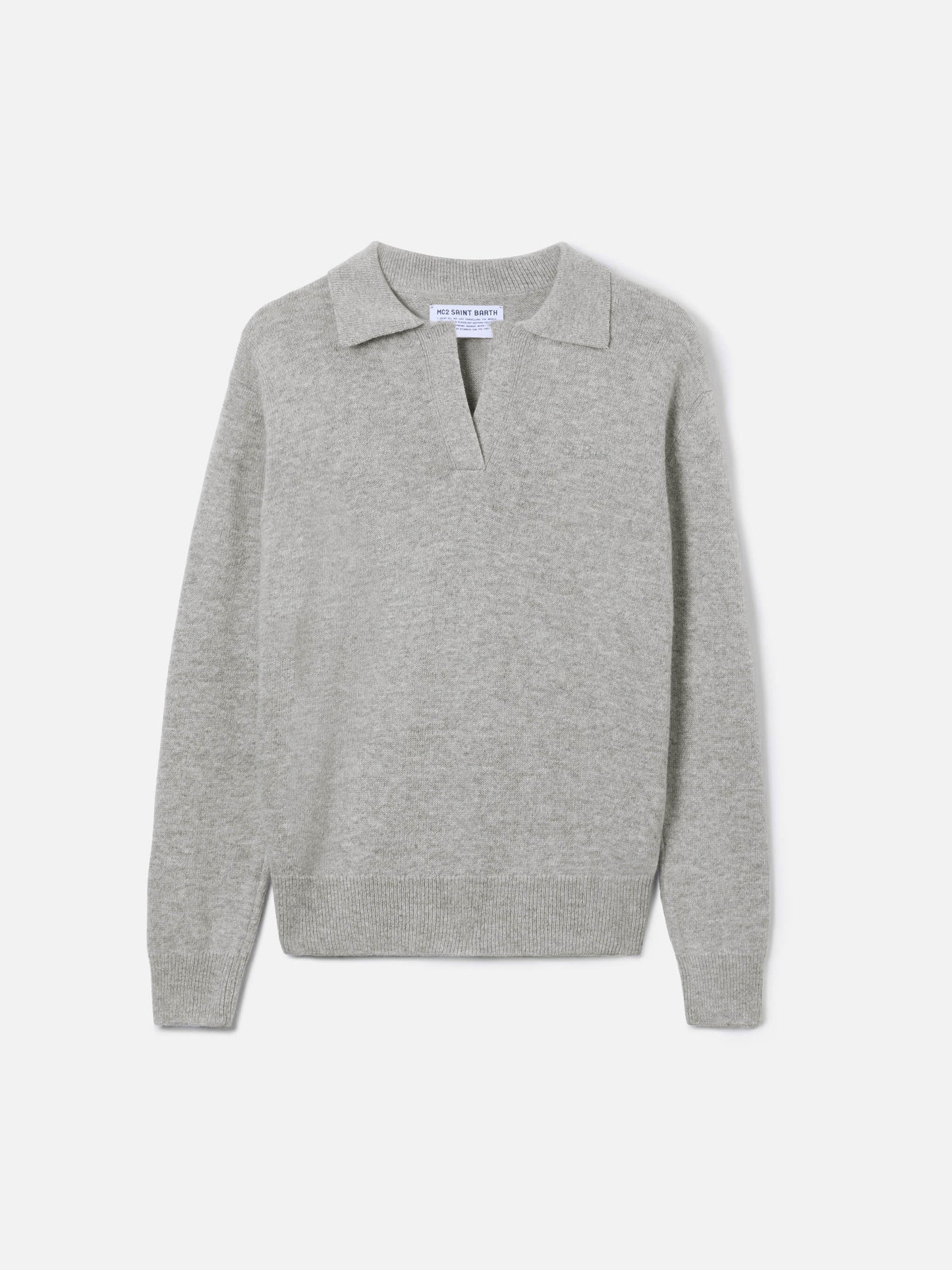 Pull Eze gris chiné avec col polo