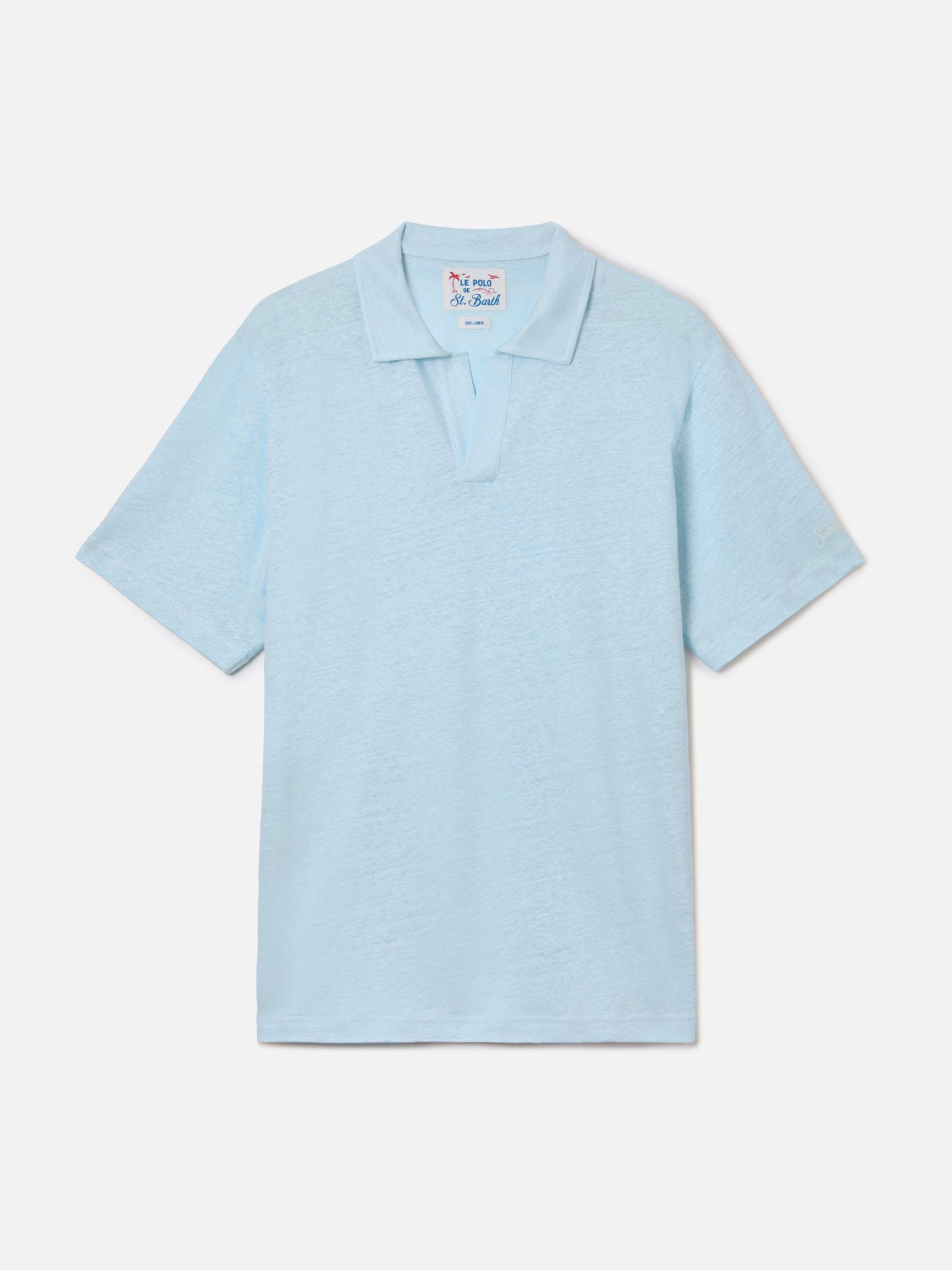 Light blue Fraser polo in pure linen