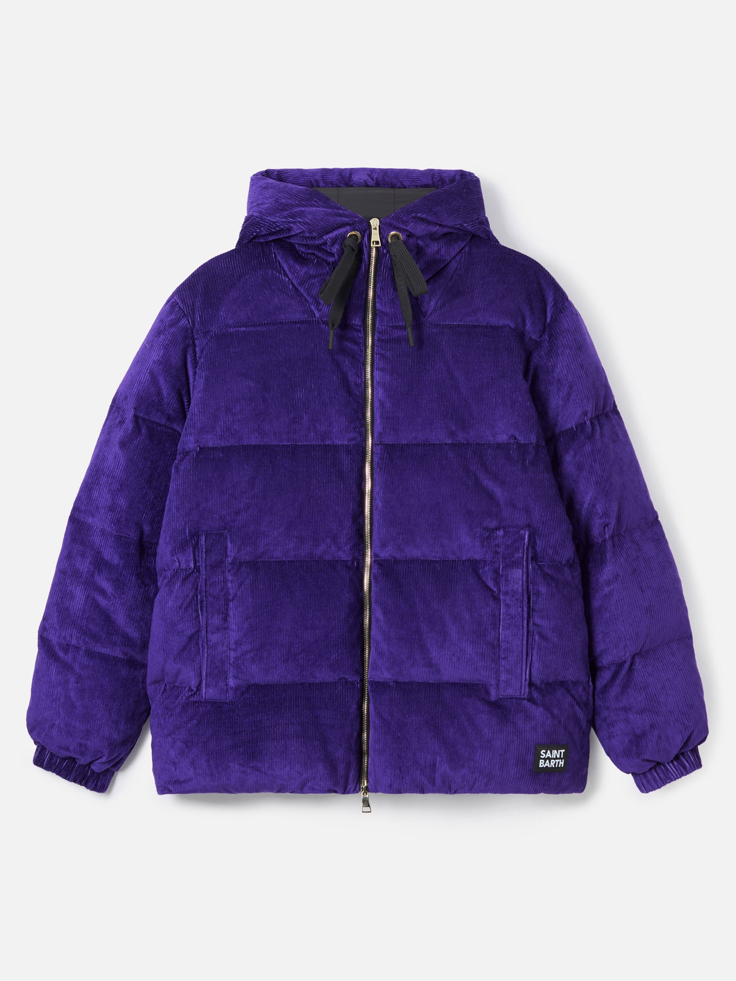 Chaqueta acolchada con capucha Geneve de pana morada