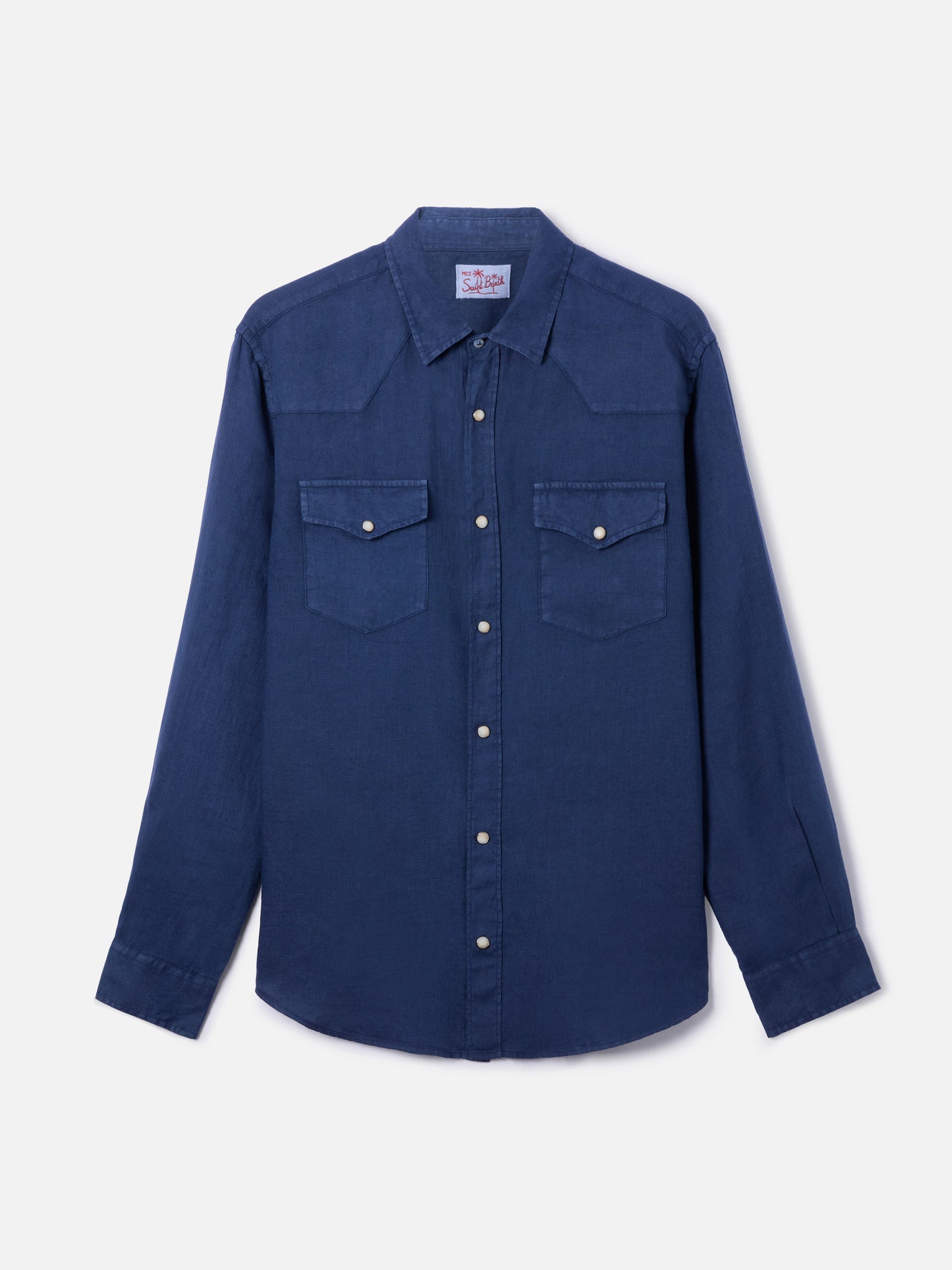 Camisa de lino en denim oscuro