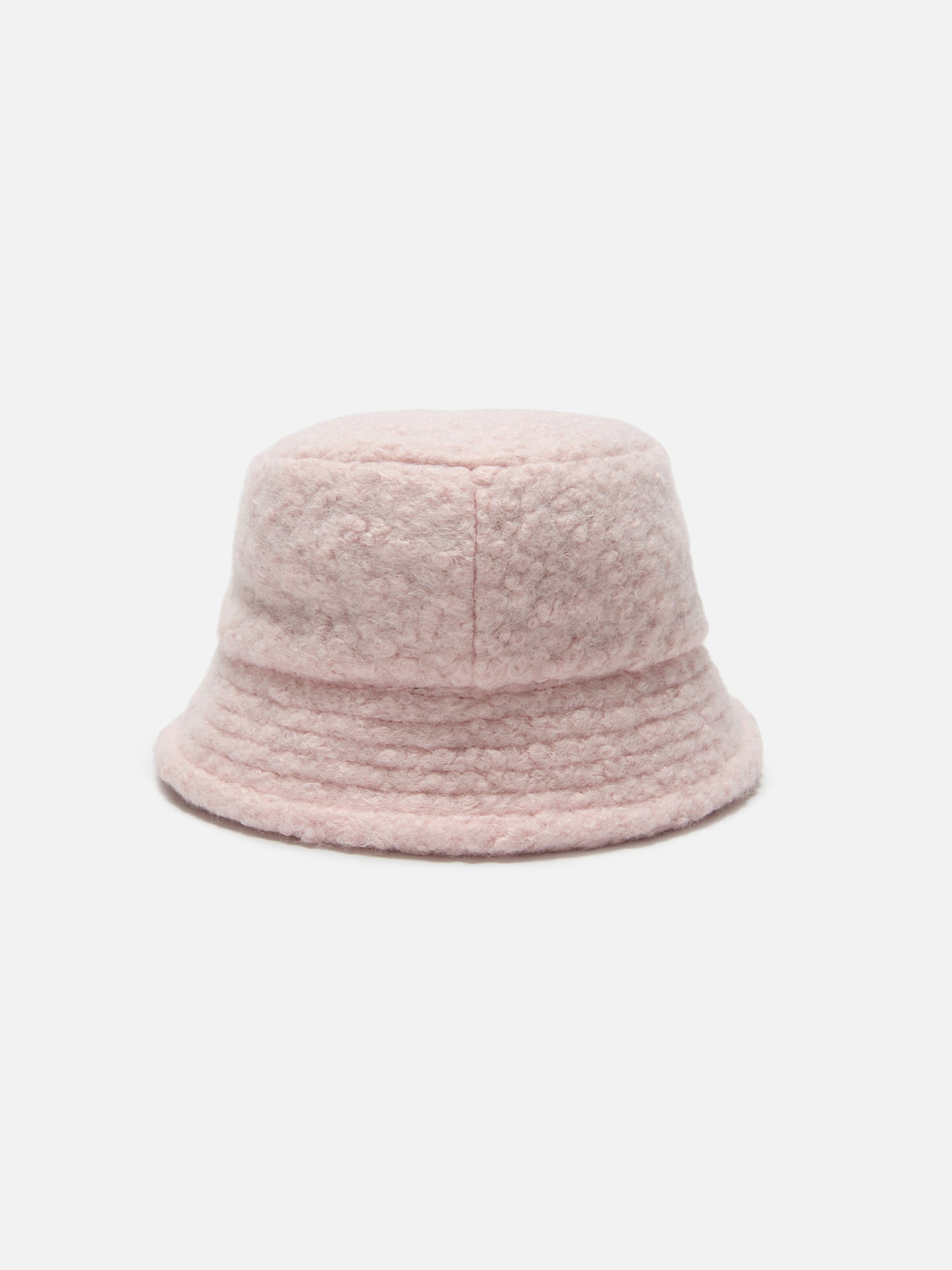 Cappello bucket in sherpa rosa con ricamo frontale