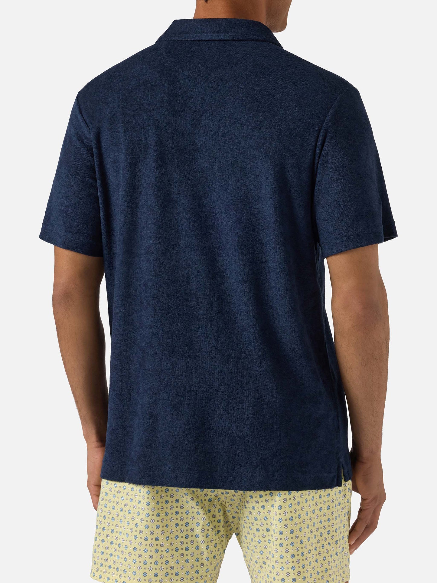 Navy blue Jeremy polo in terry-effect cotton