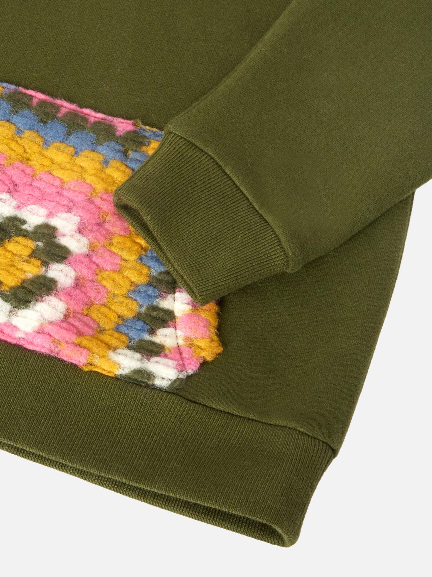 Sudadera con capucha verde Jeune Jr con motivo de crochet