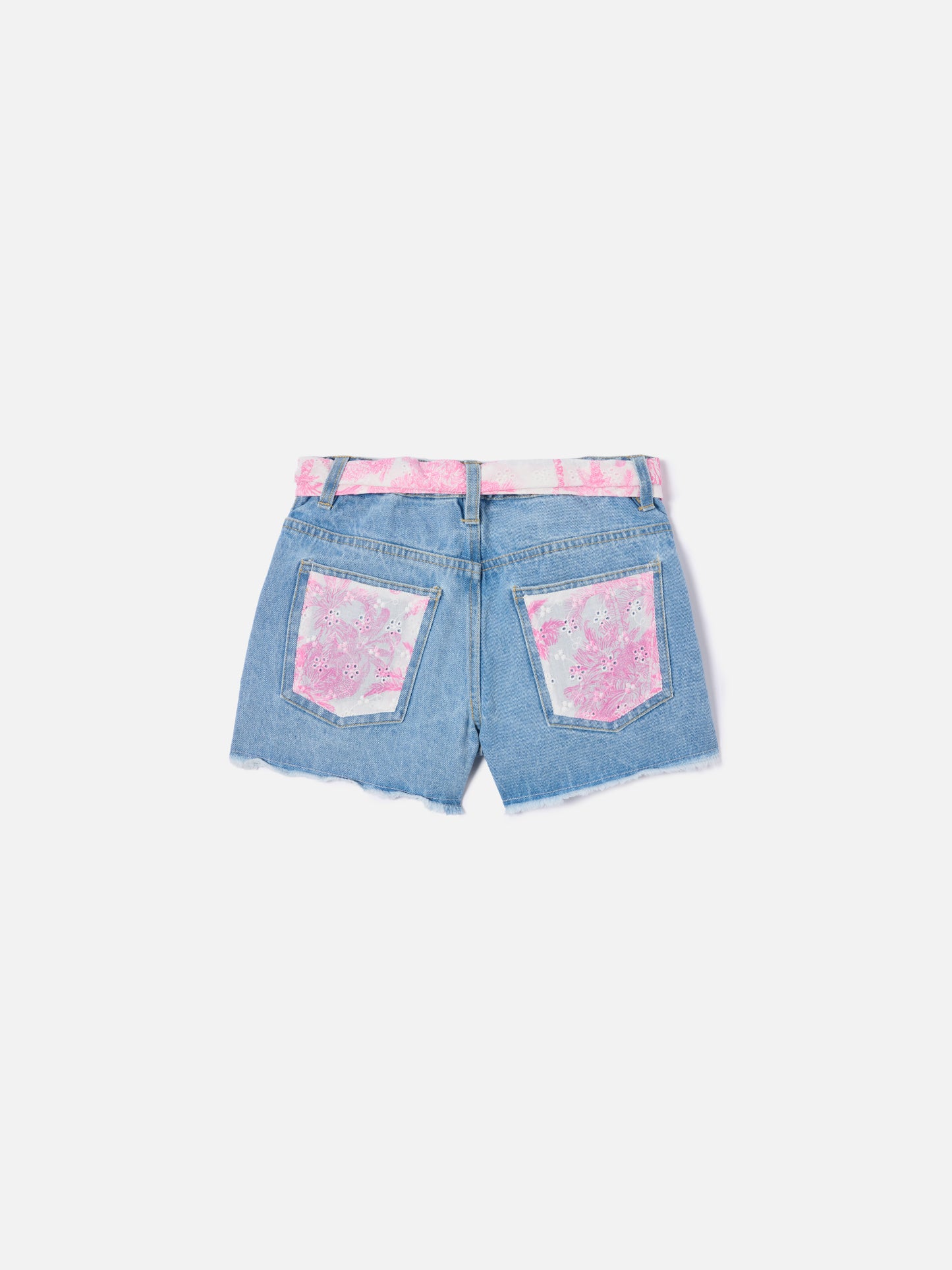 Kiko Jr cotton denim dhorts with broderie details