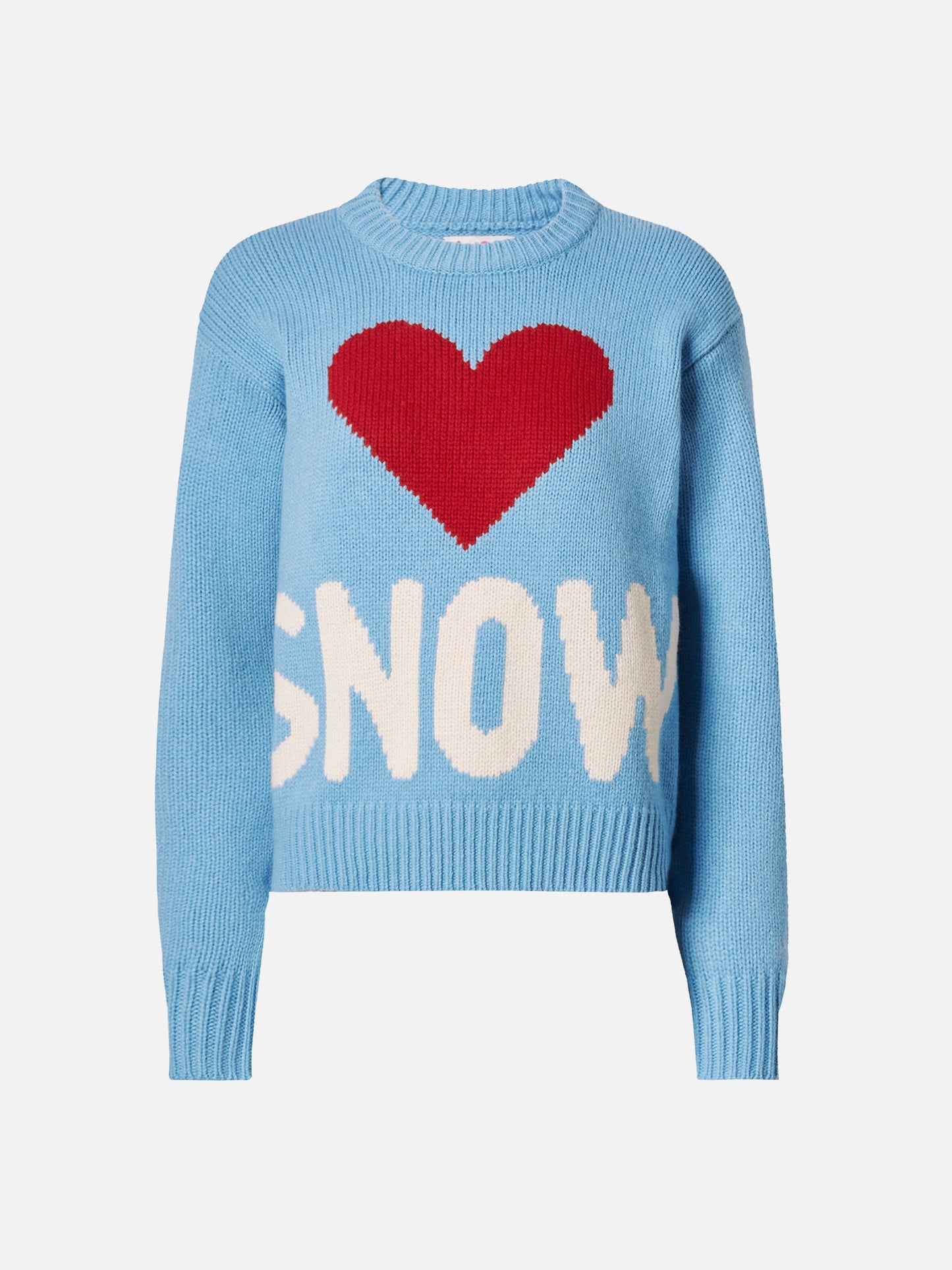 Kyla Wollpullover in Hellblau mit Snow-Jacquardmuster