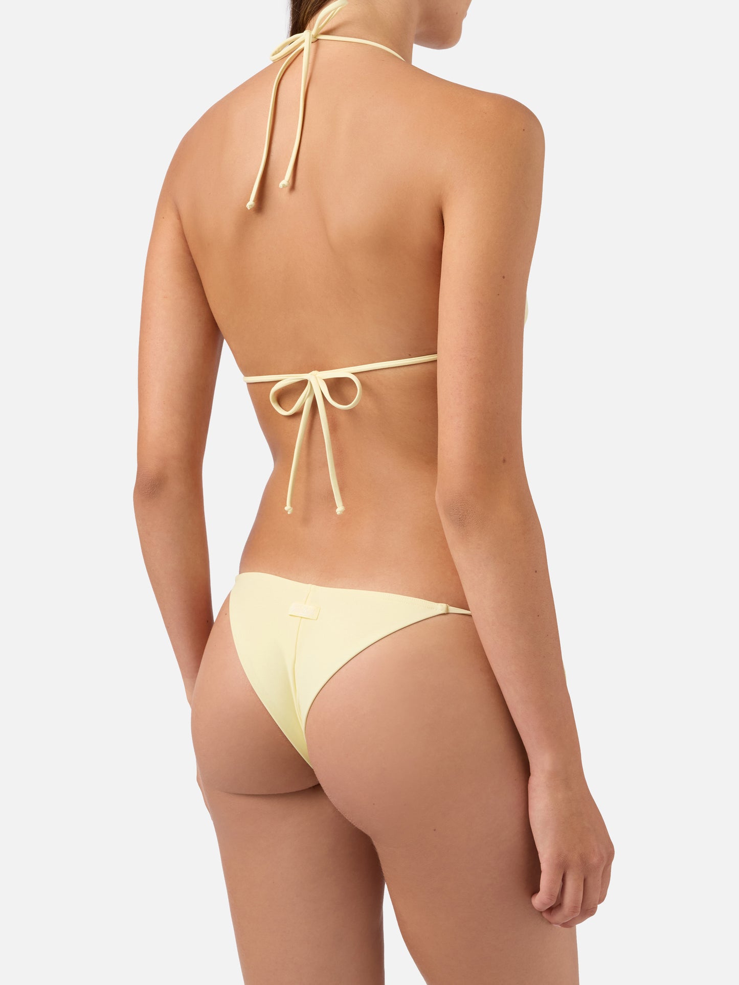 Bikini de triángulo Leah Marielle en amarillo mantequilla con lazos
