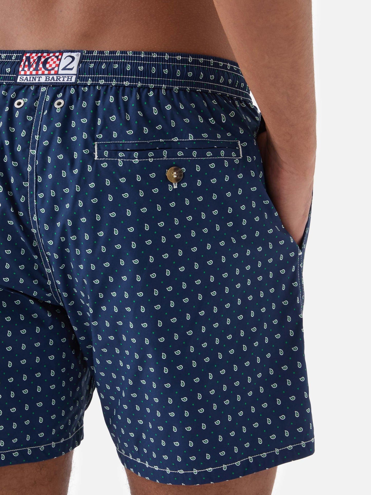 Costume mare Lighting Micro blu navy con stampa paisley all-over