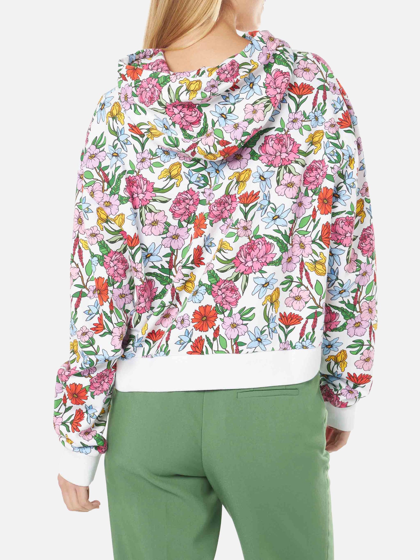 Kapuzenpullover aus Baumwolle mit Blumenprint