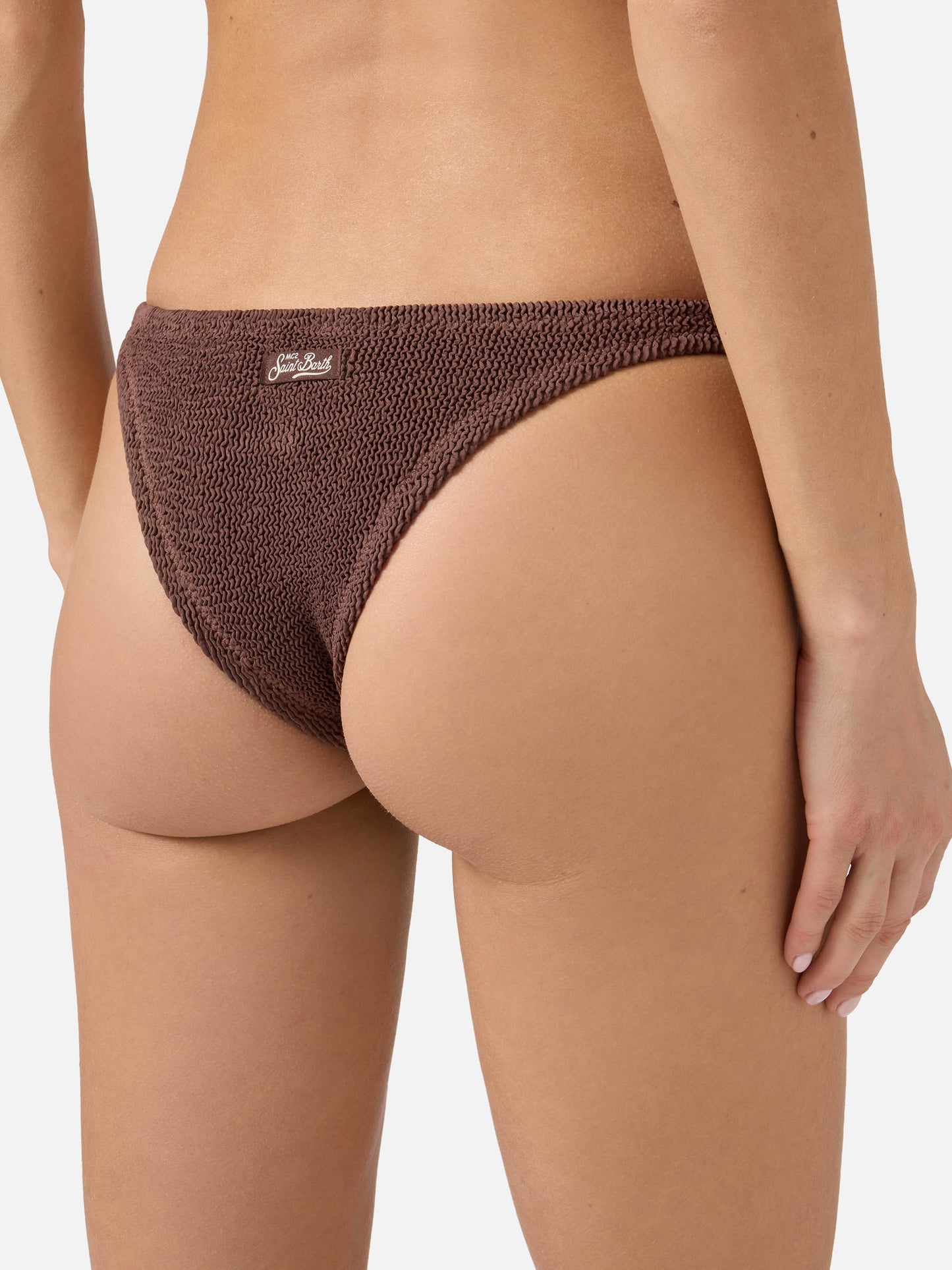 Yulia Naomi brown crinkle bandeau bikini