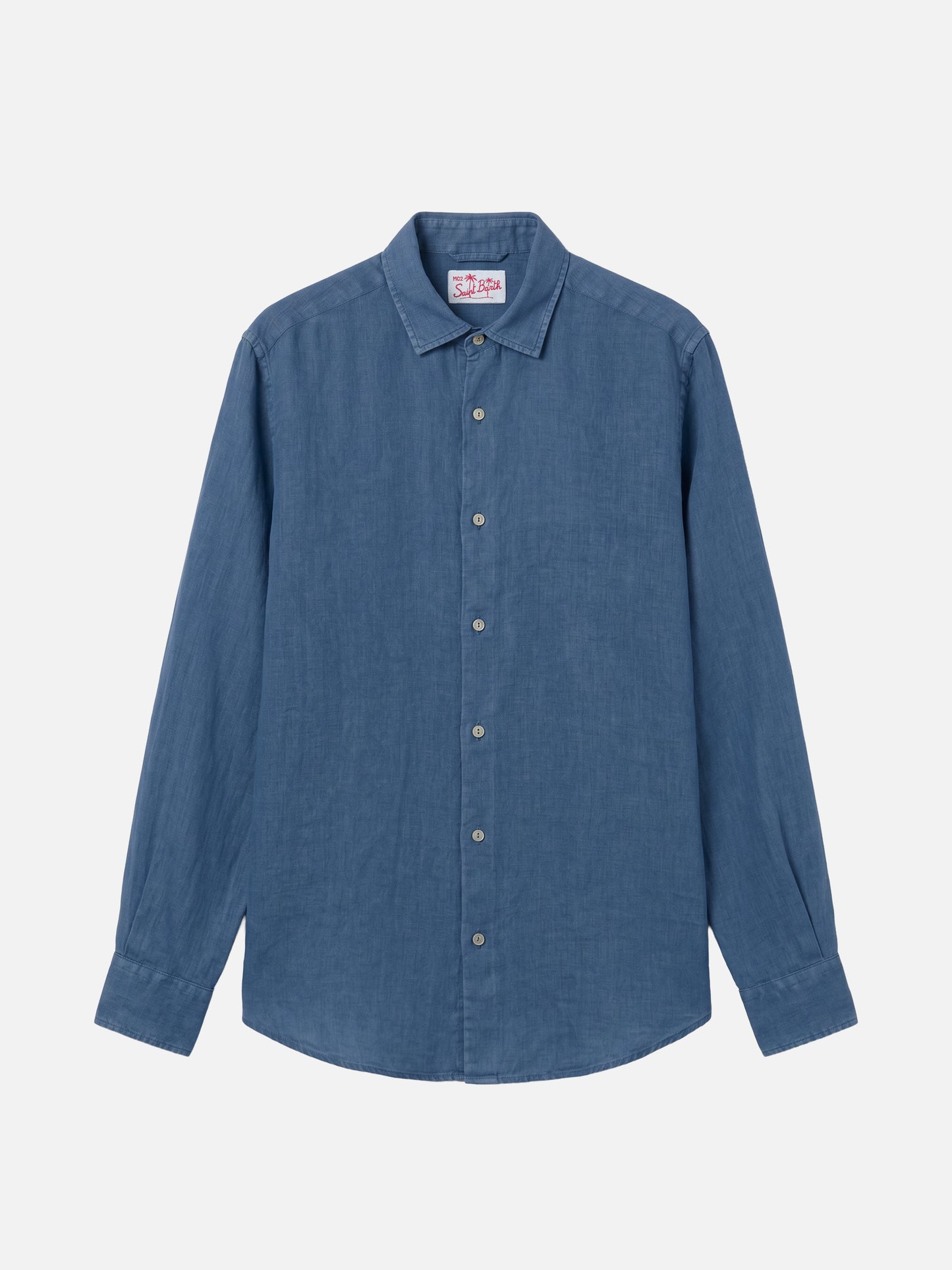 Camicia Pamplona in lino denim scuro