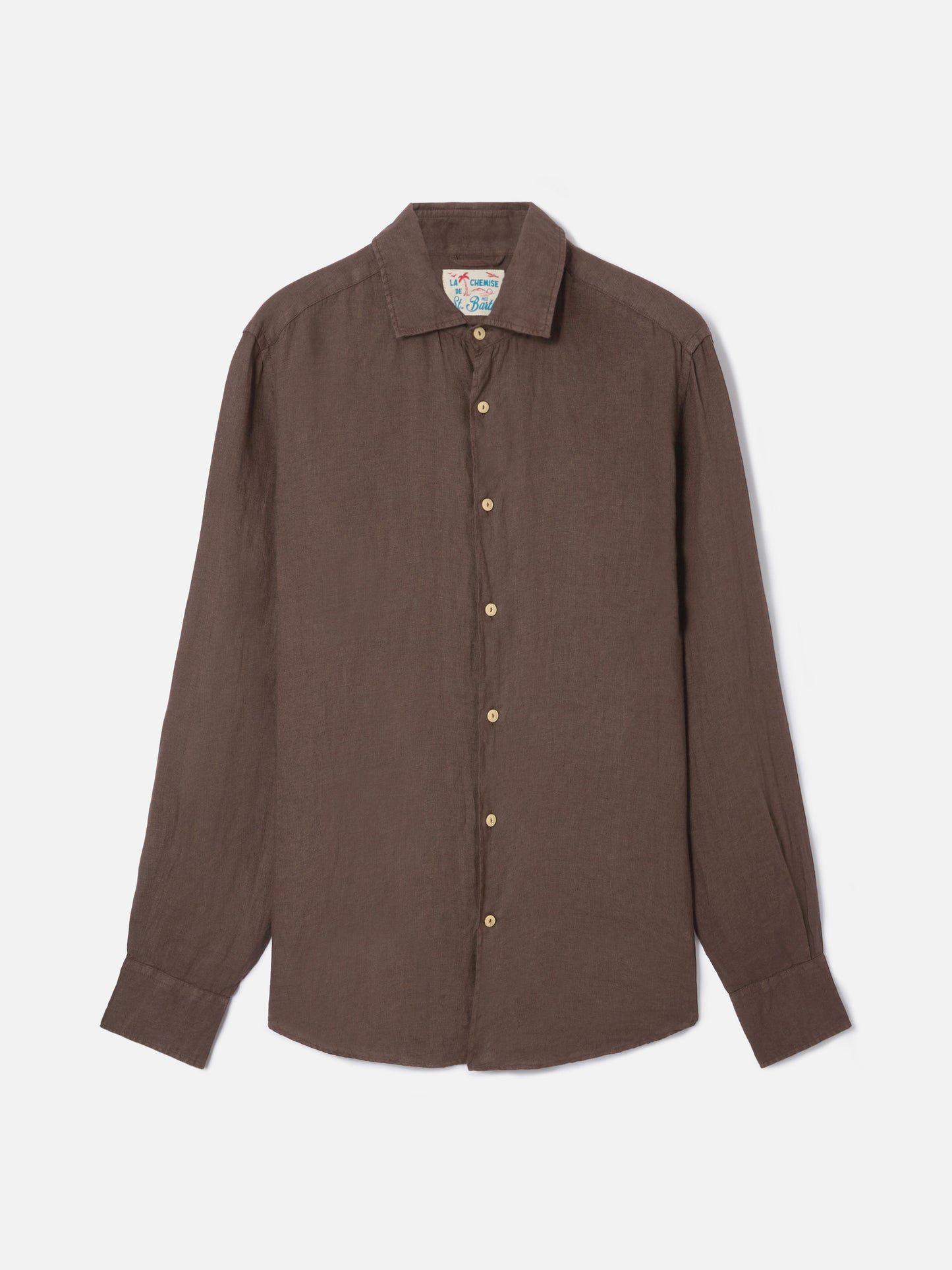 Brown Pamplona shirt in pure linen