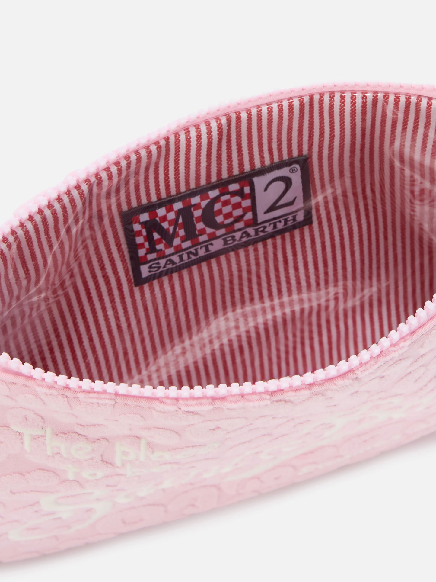 Pochette Parisienne en éponge effet terry avec motif léopard embossé et bandoulière amovible