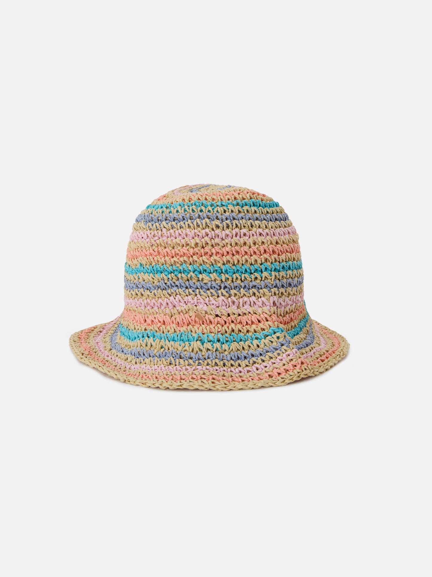 Sombrero bucket Polly con rayas multicolor y logo bordado