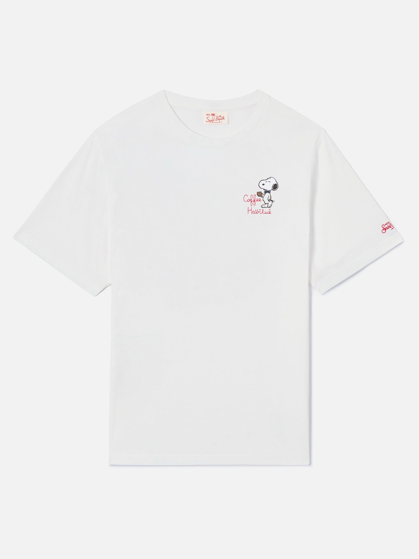 T-shirt Portofino blanc avec broderie Coffee Habitué | Édition spéciale