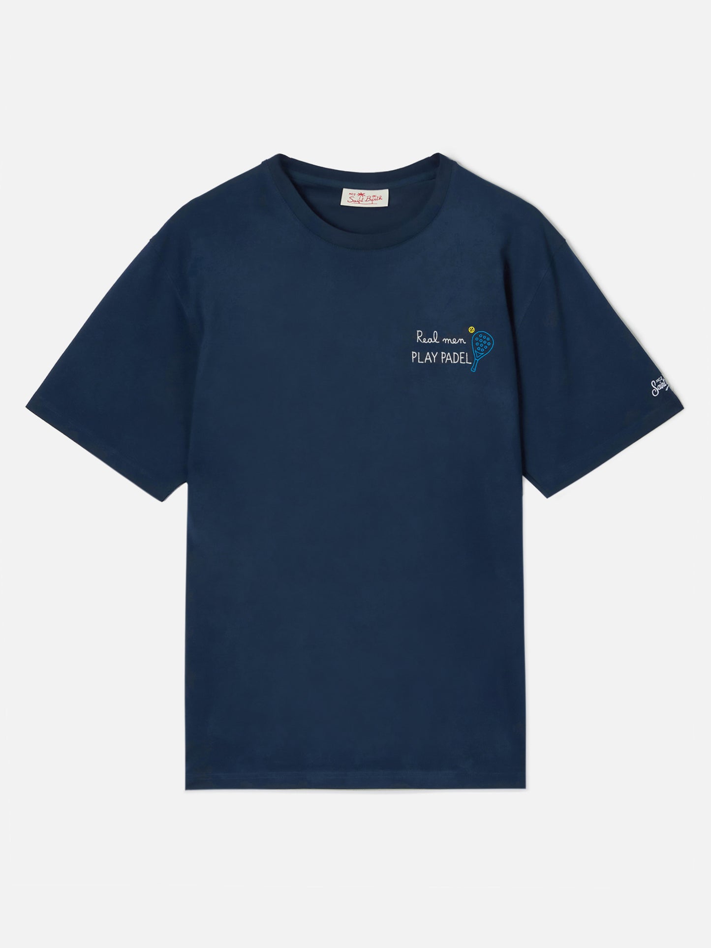 T-shirt Portofino blu con ricamo Real Men Play Padel