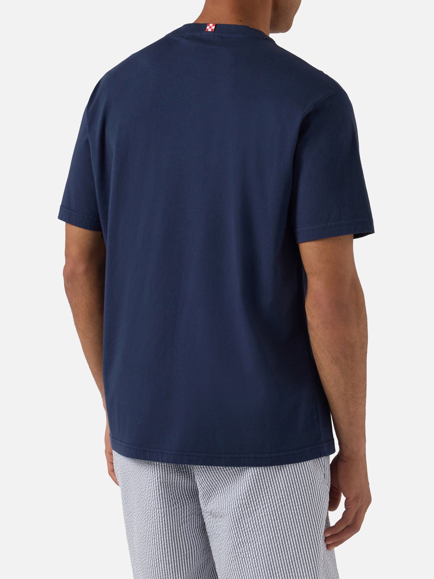 Camiseta Portofino azul marino con bordado de coche y I need money for