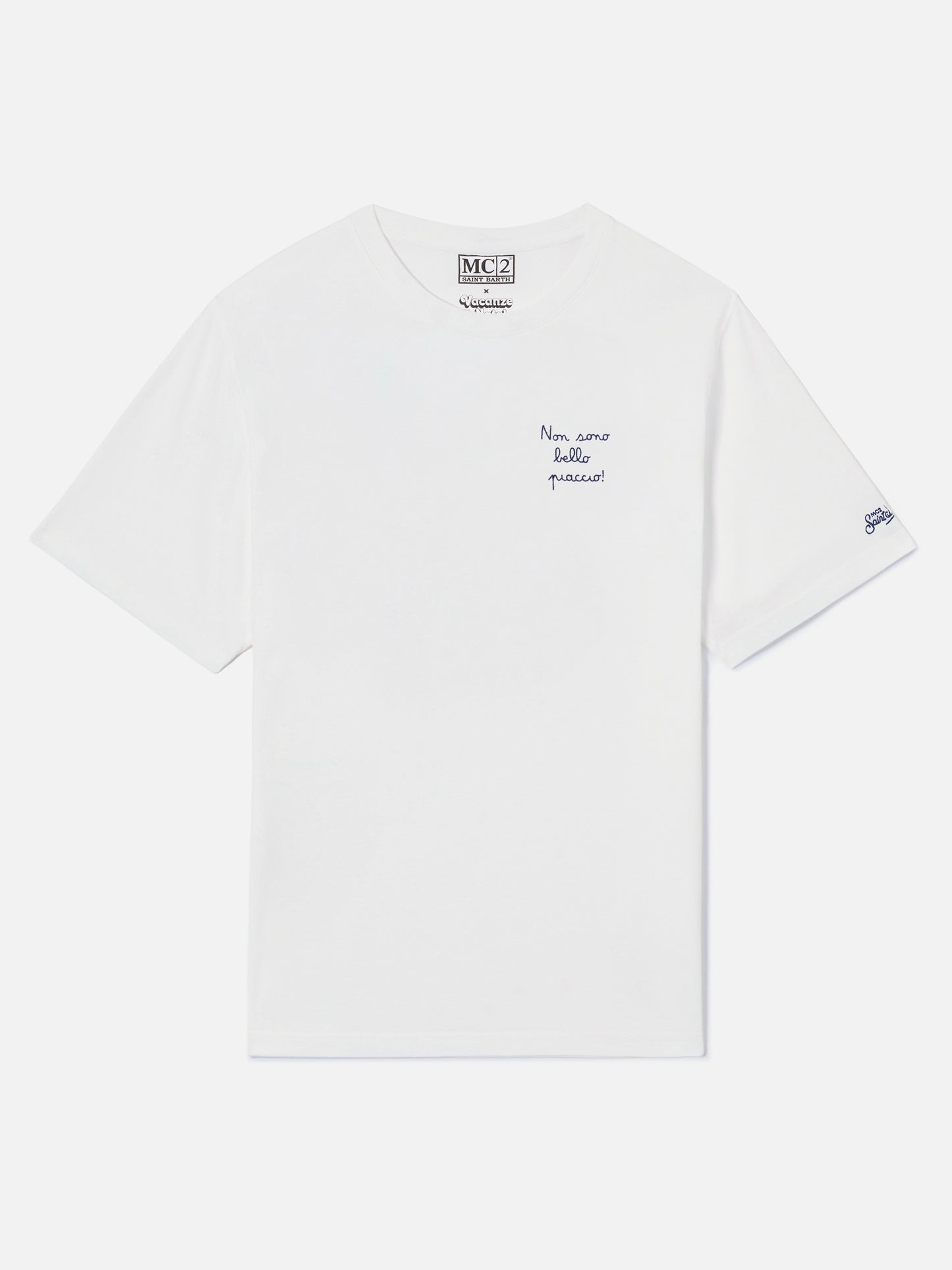 Camiseta Portofino blanca con bordado Non Sono Bello Piaccio!