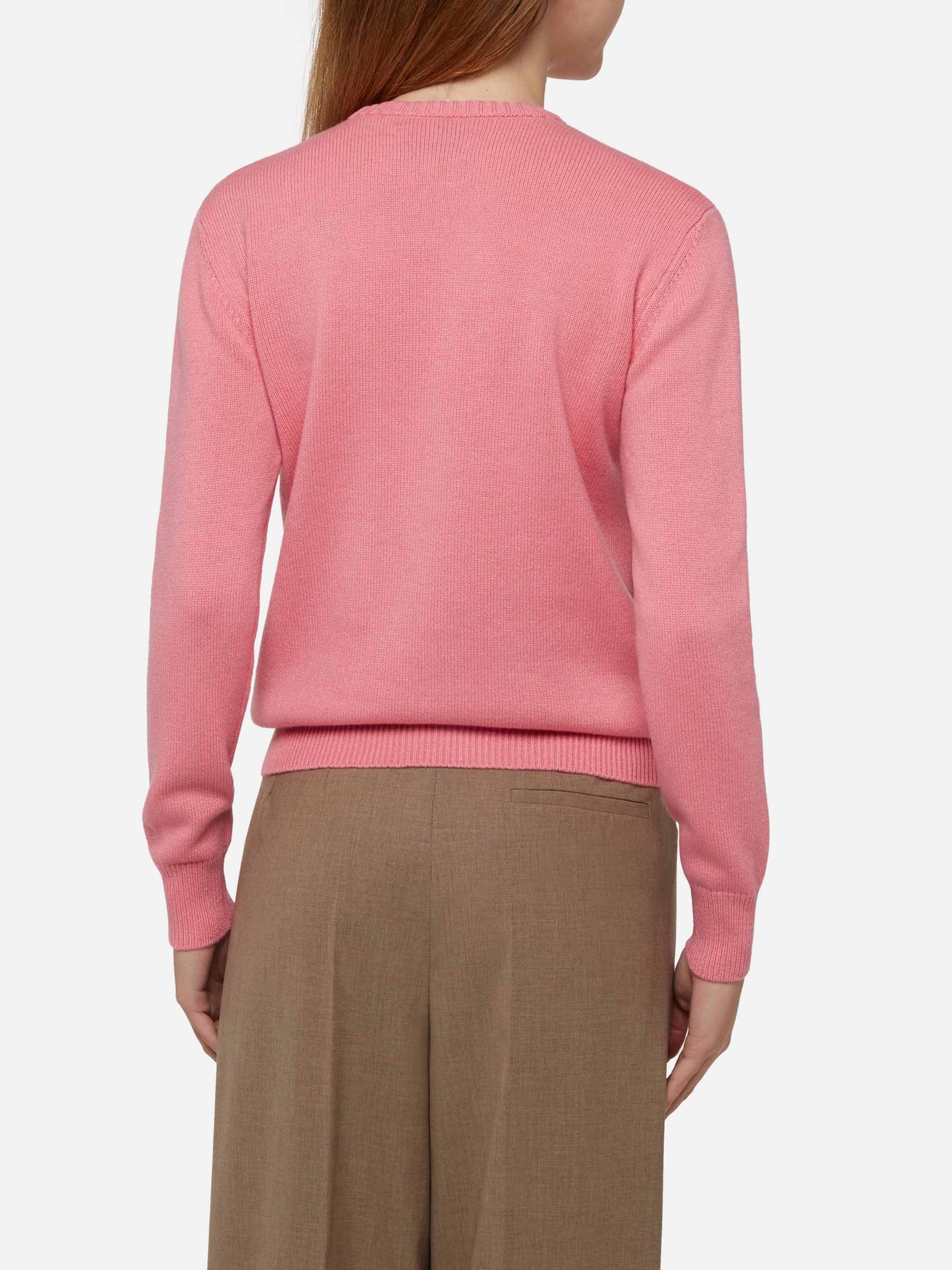 Woman pink sweater New Queen St. Moritz postcard print - MC2 Saint Barth