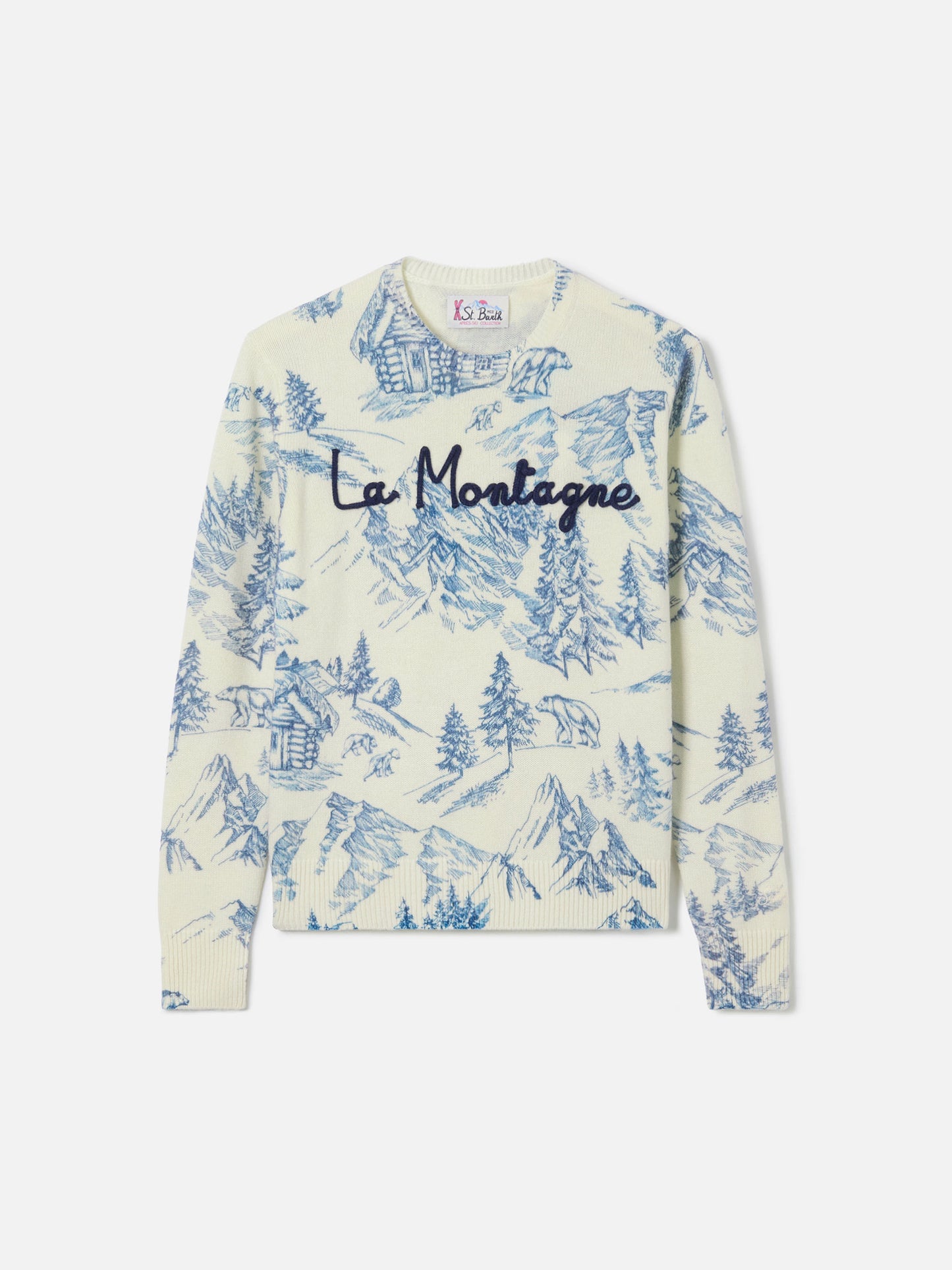 Pull New Queen blanc toile de jouy