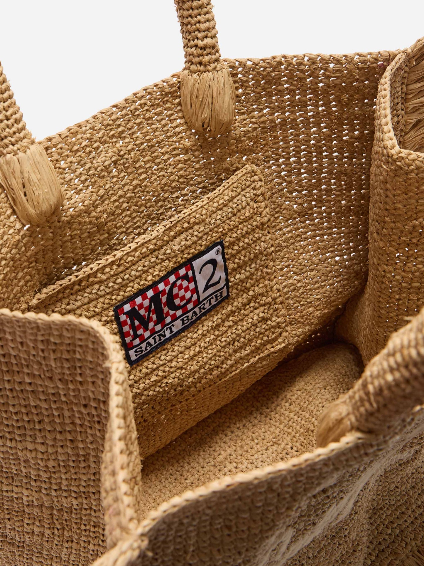 Volant medium raffia bag with embroidered logo