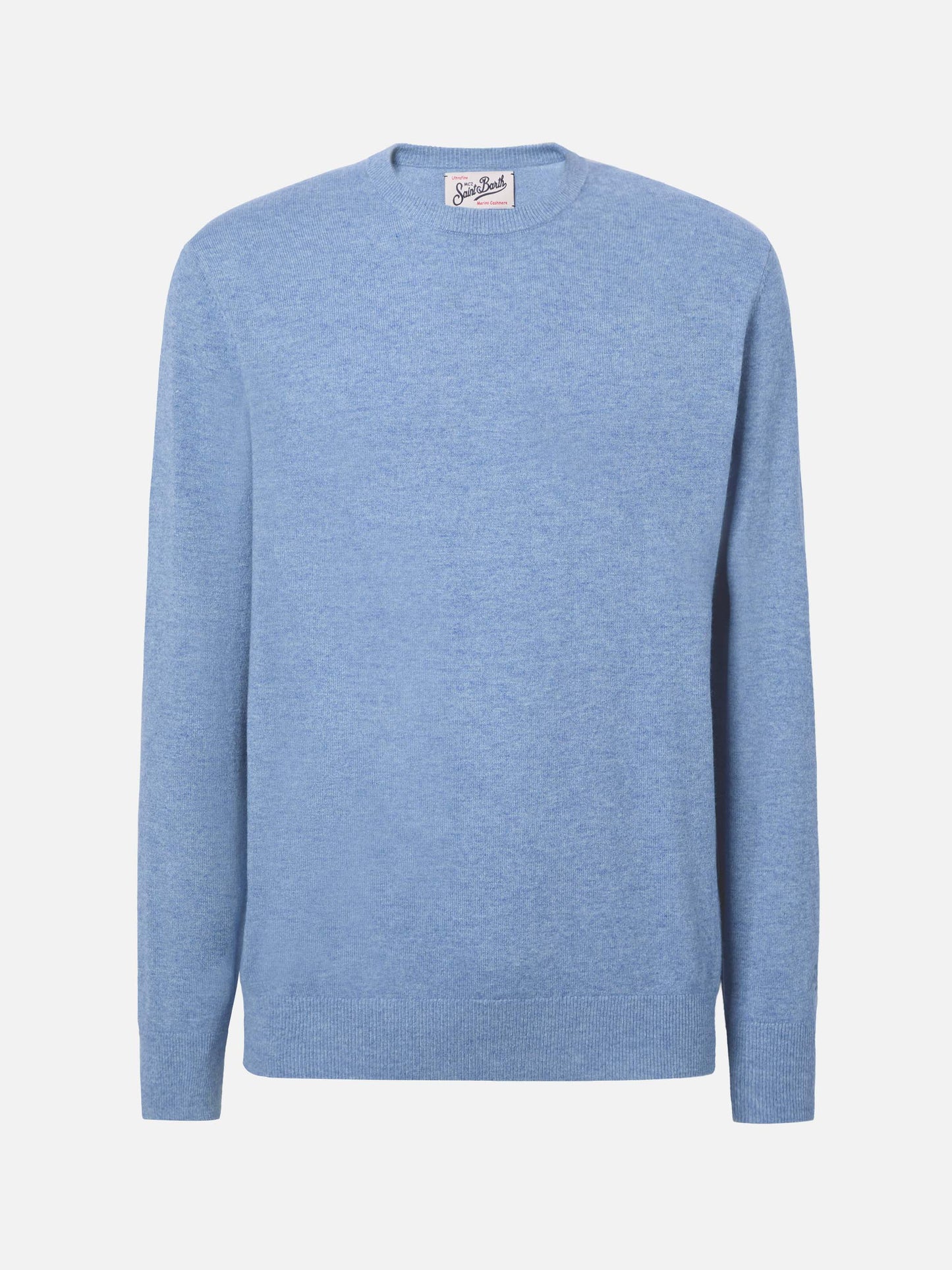 Regent-Pullover aus staubigem Blau, Merinowolle und Kaschmir