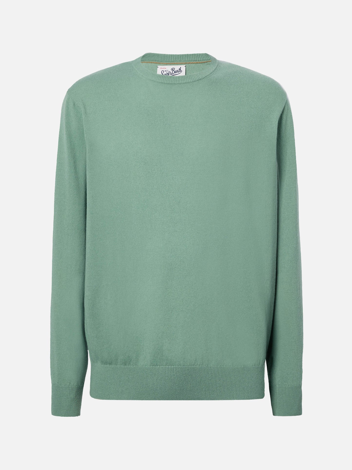 Regent-Pullover in Salbeigrün aus Merinowolle und Kaschmir