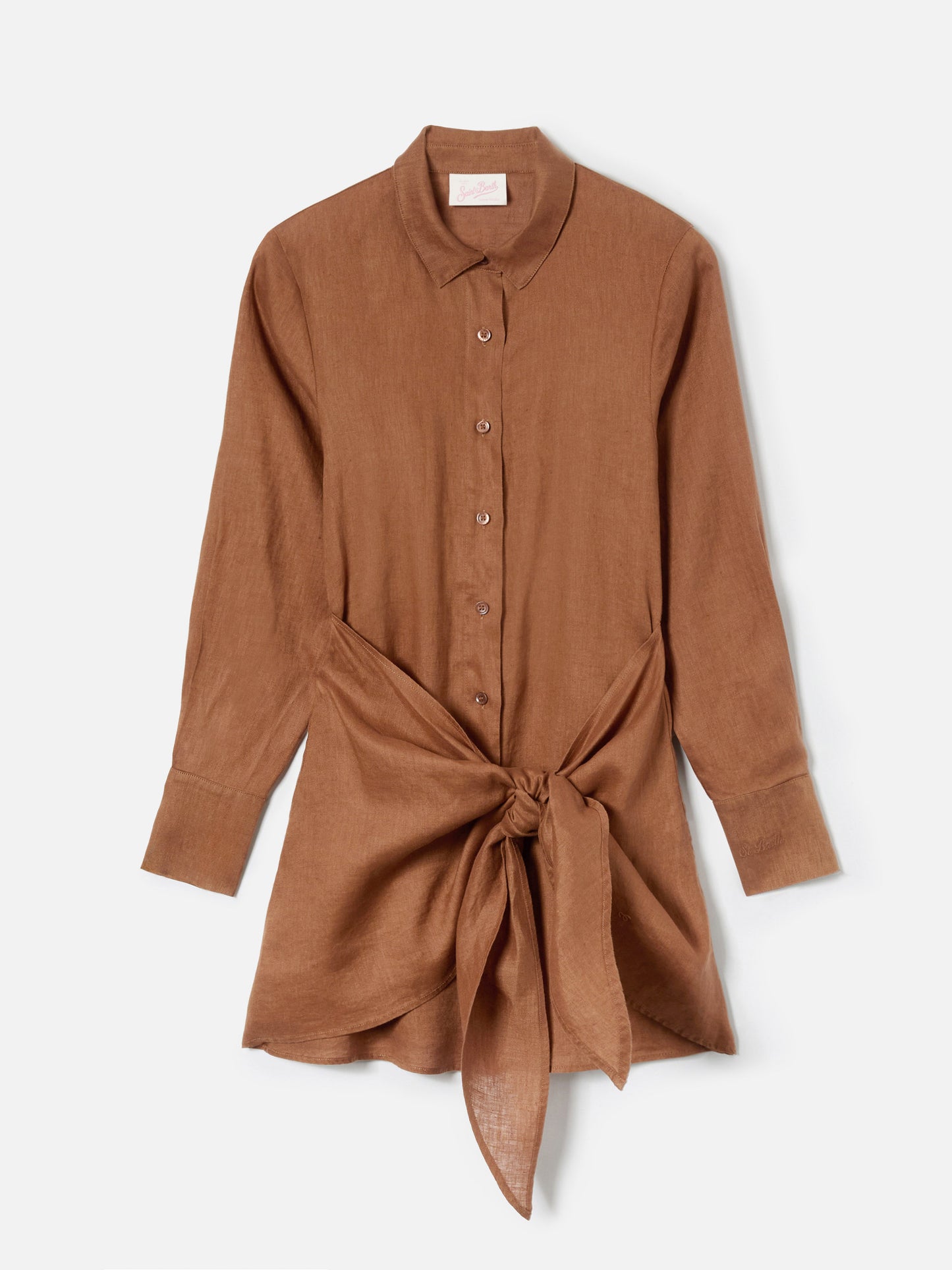 Abito corto Ravi in lino marrone