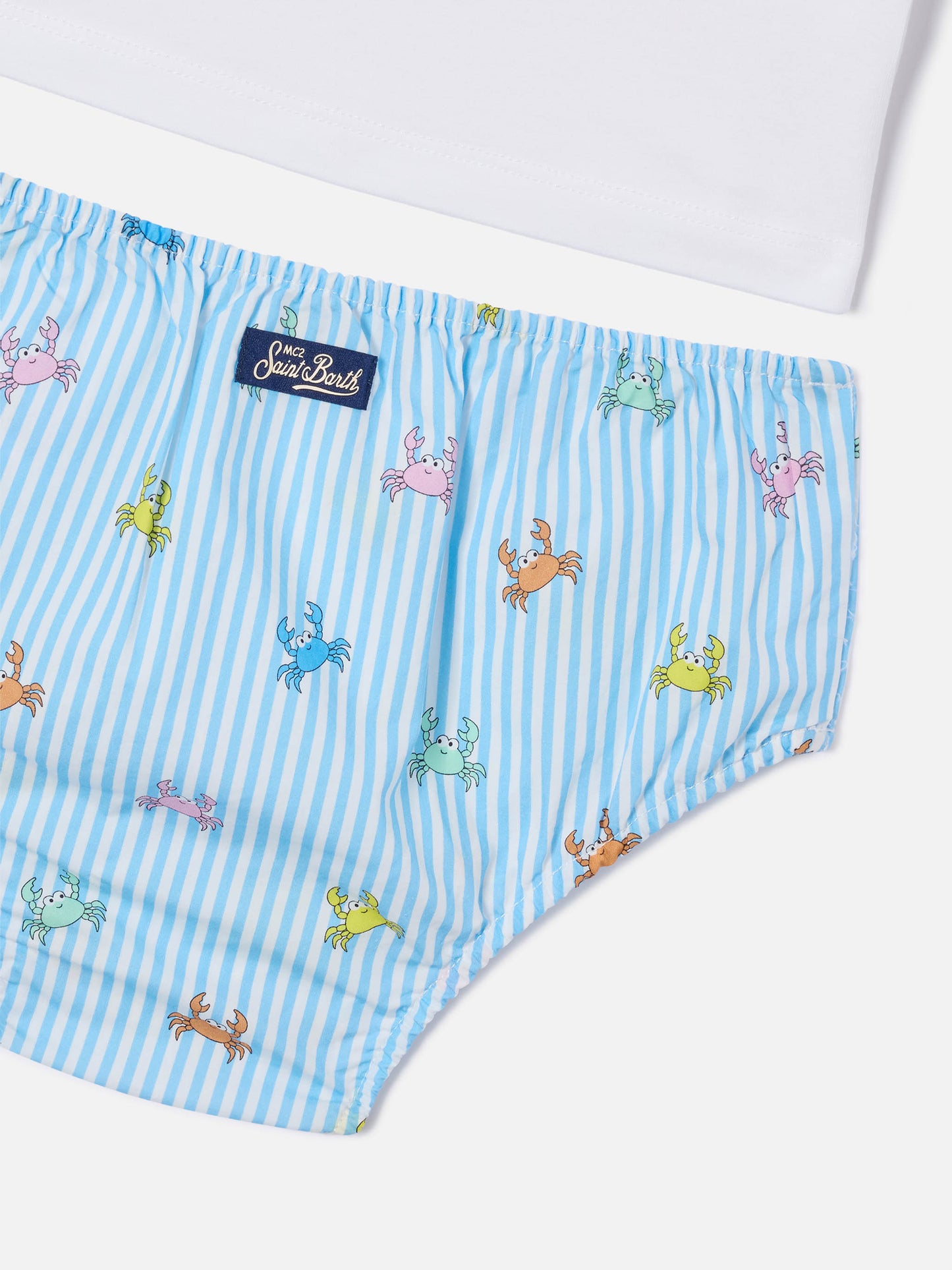 Samy t-shirt with pocket and striped bloomer with crab print set
